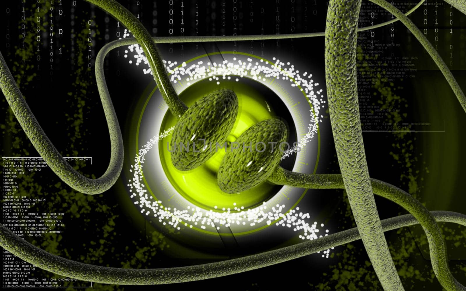 Digital illustration of synapse in colour background