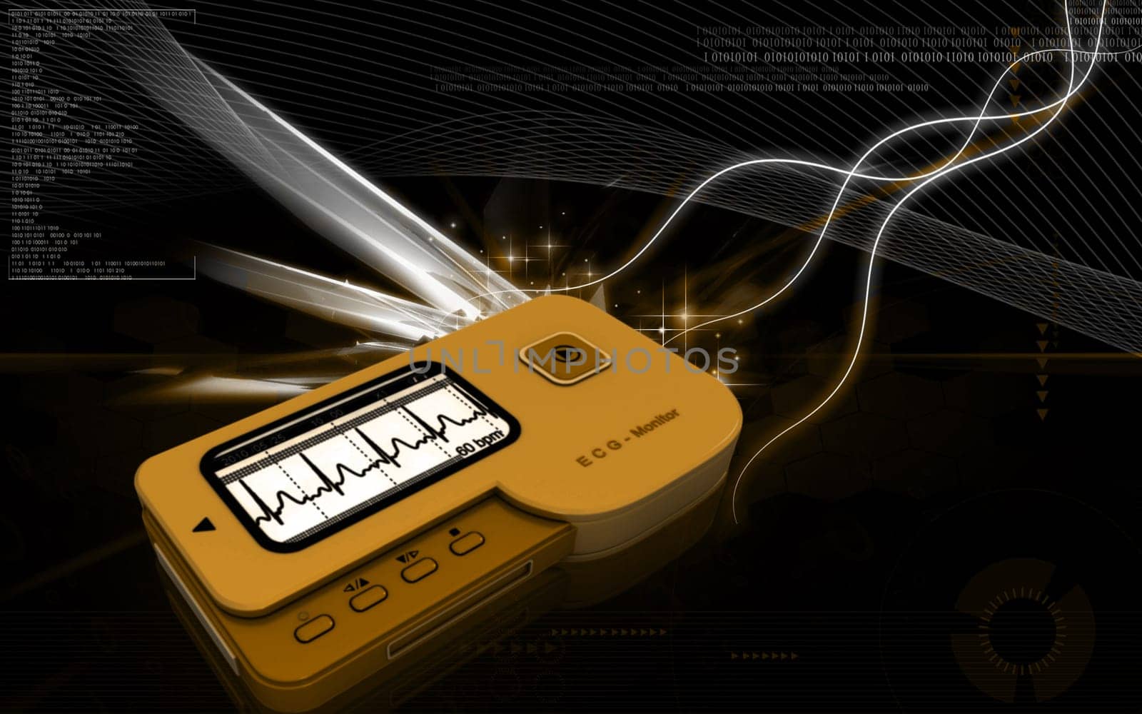 Digital illustration of ECG in colour background