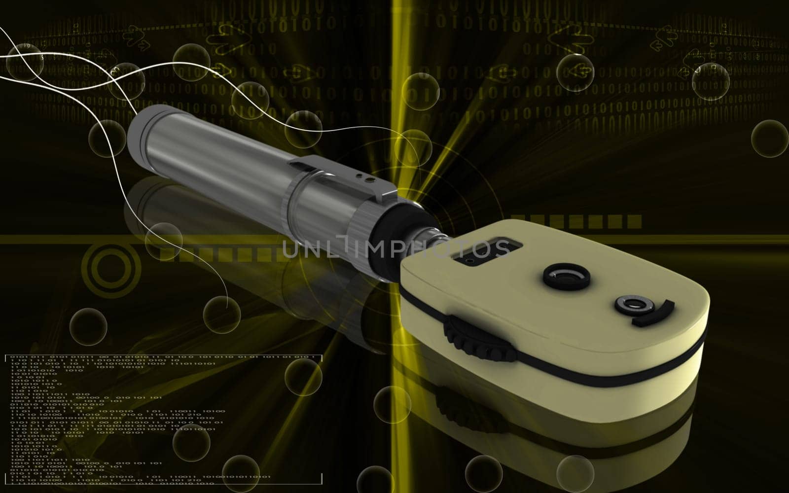 Digital illustration of ophthalmoscope in colour background
