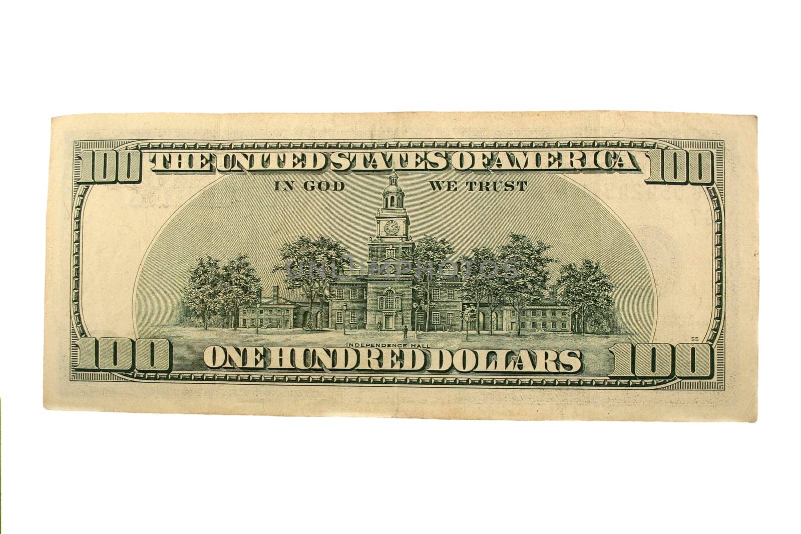 The Back half of a one hundred dollar bill