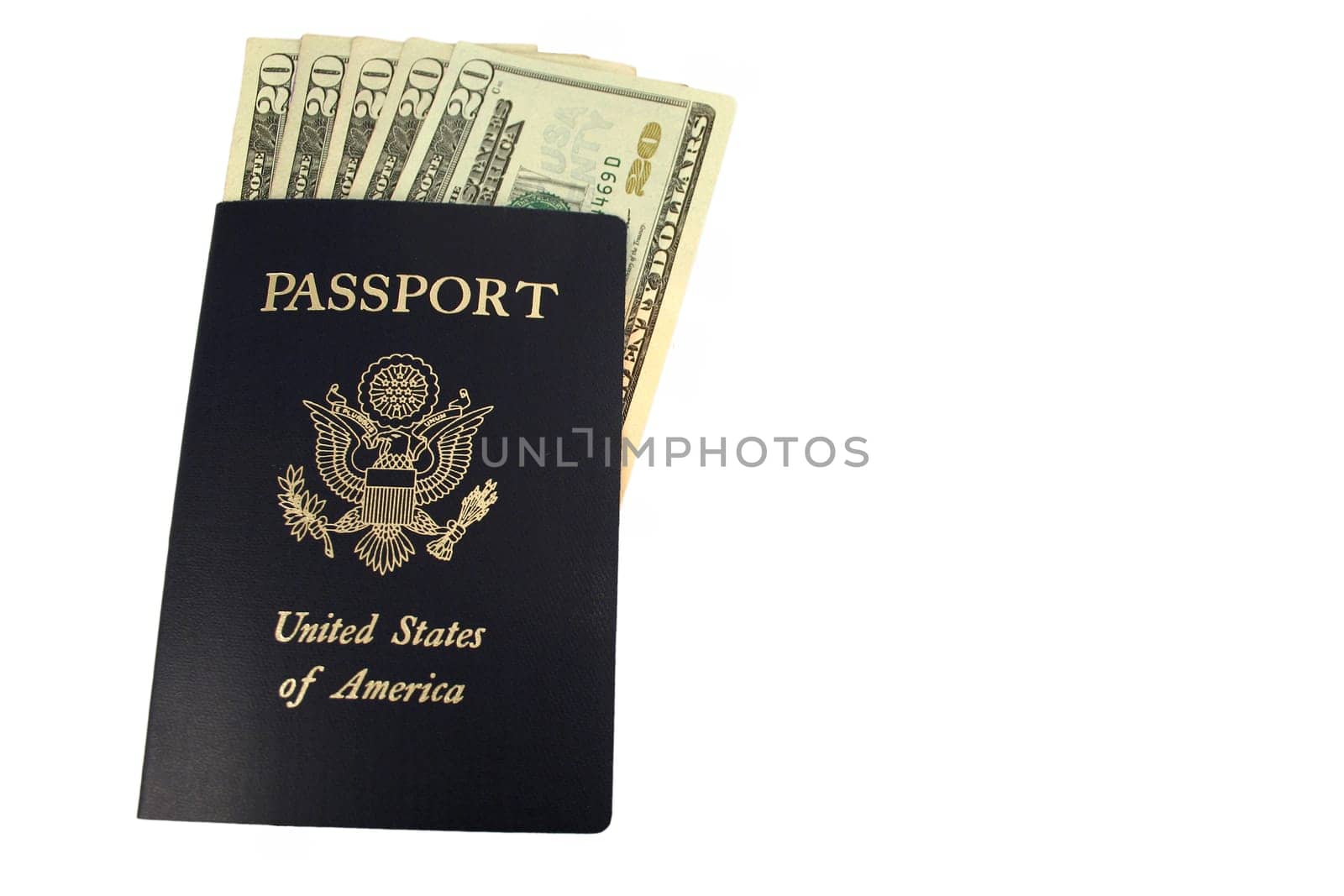 US passport and Twenty Dollar bills