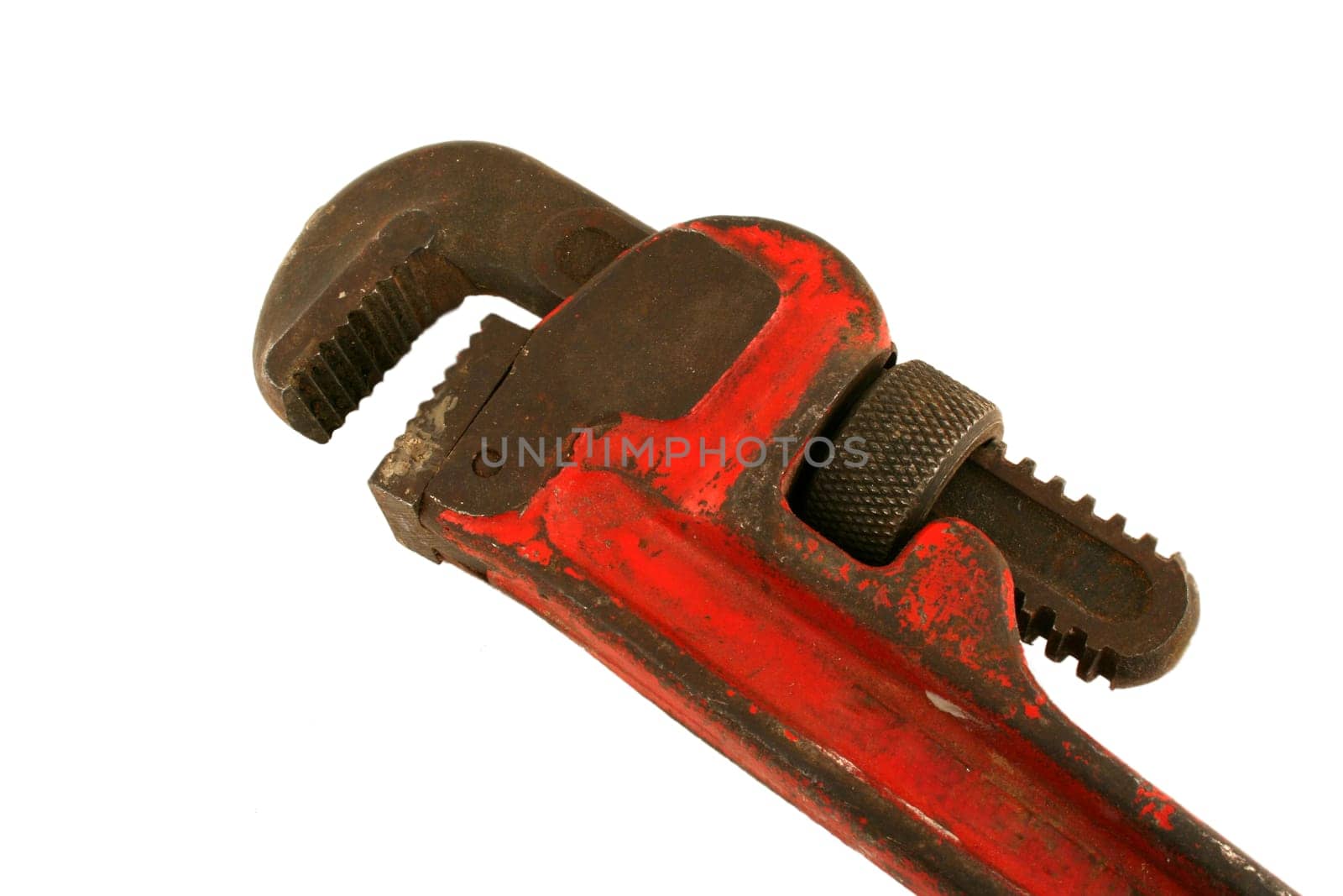 An Old isolated pipe wrench