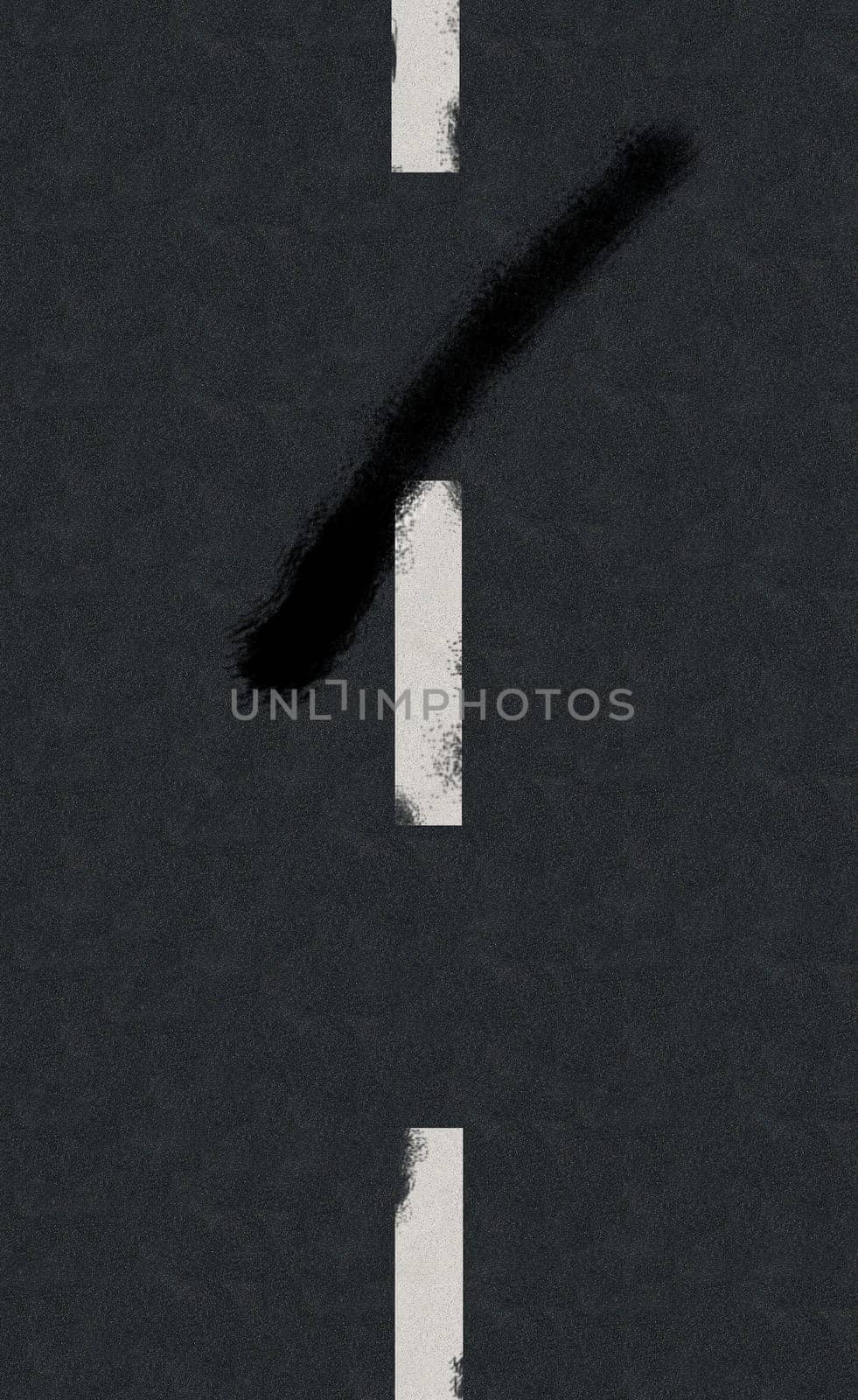Single white line road background with skid mark