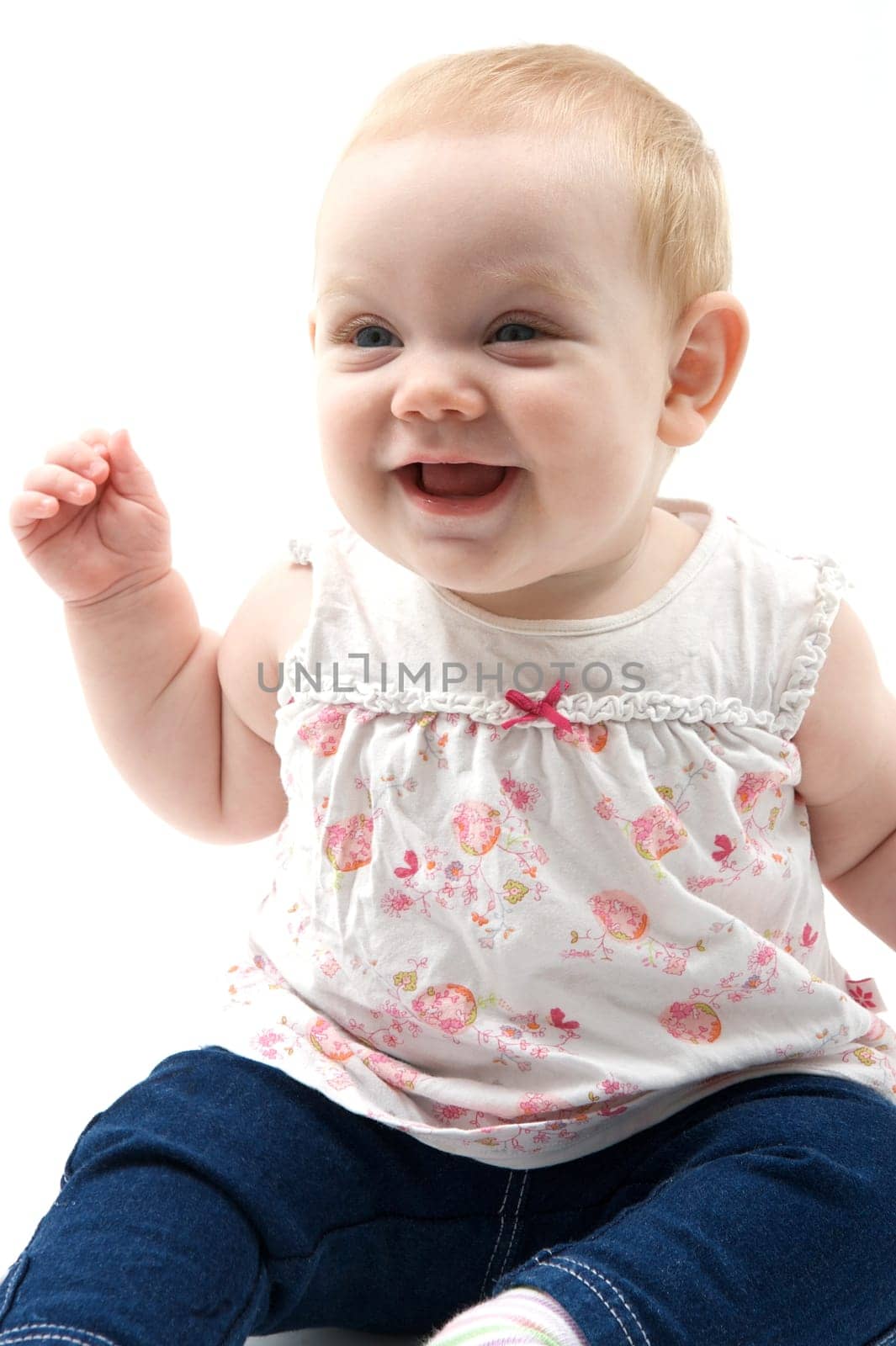 A baby isolated against a white background