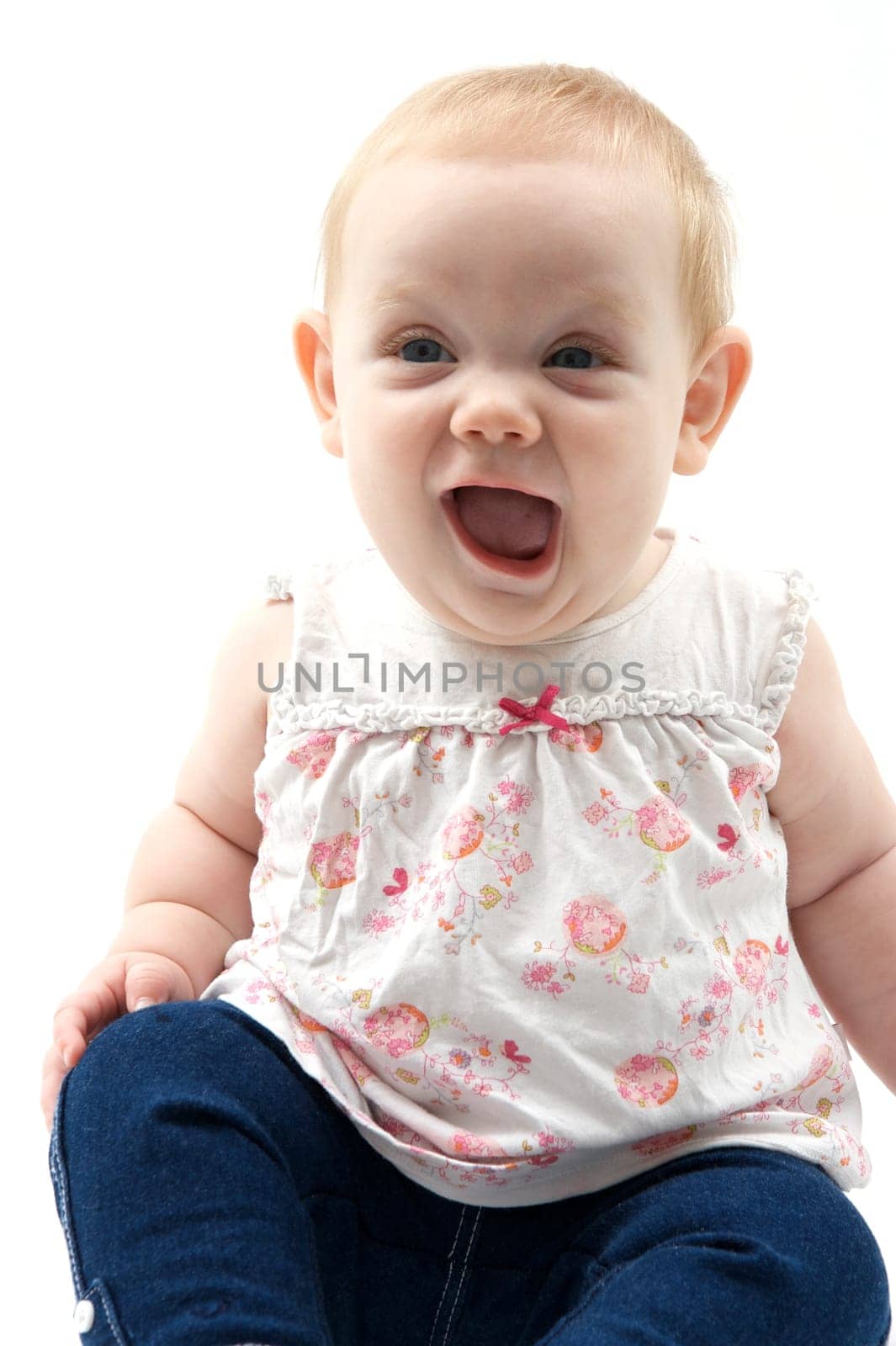 A baby isolated against a white background