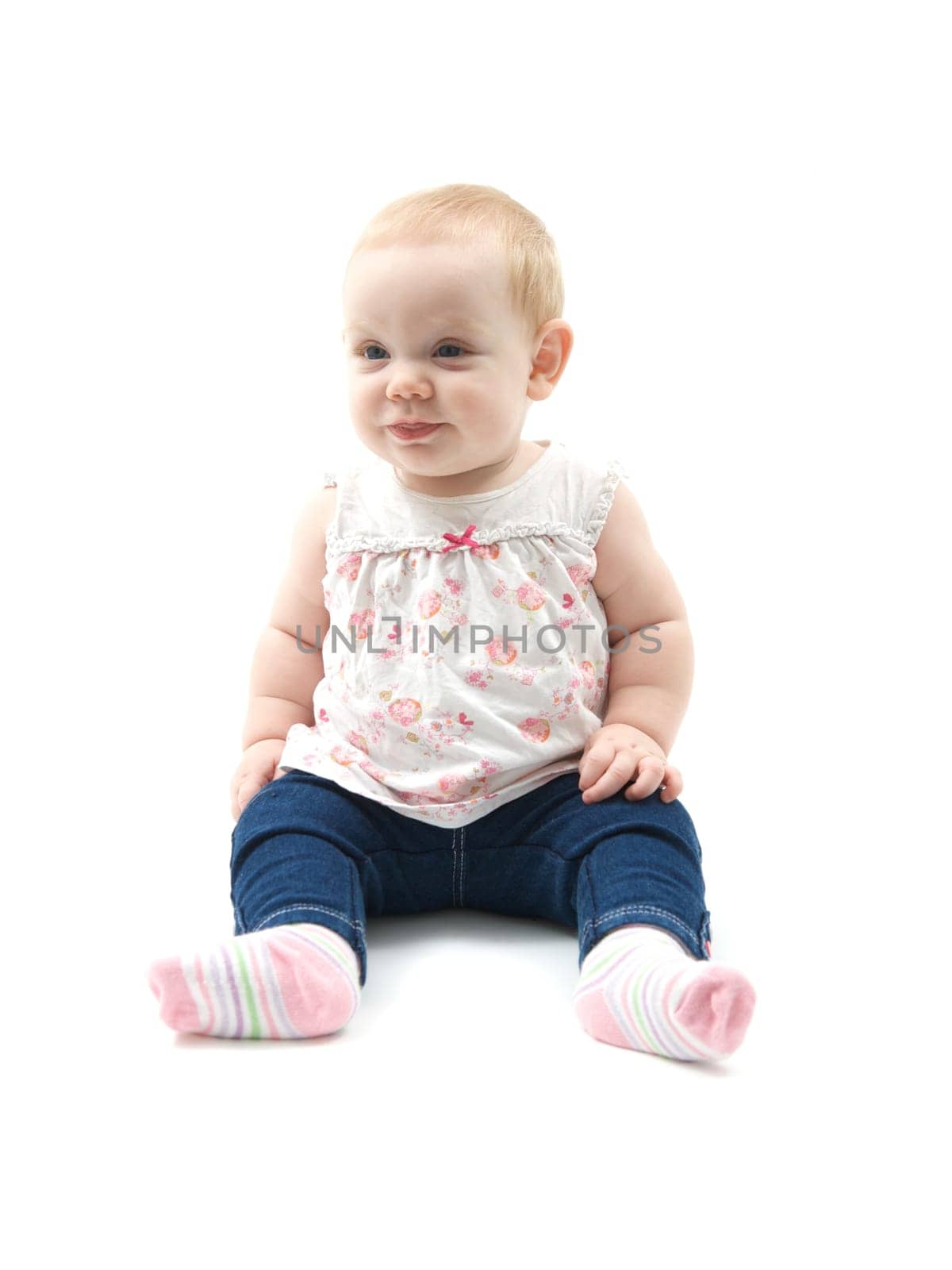 A baby isolated against a white background