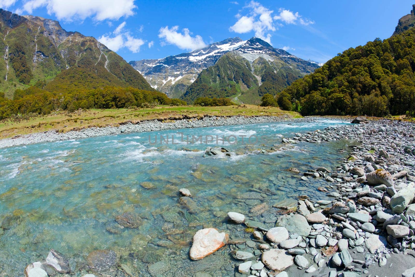 The upper Wilkin river valley on the south island of New Zealand