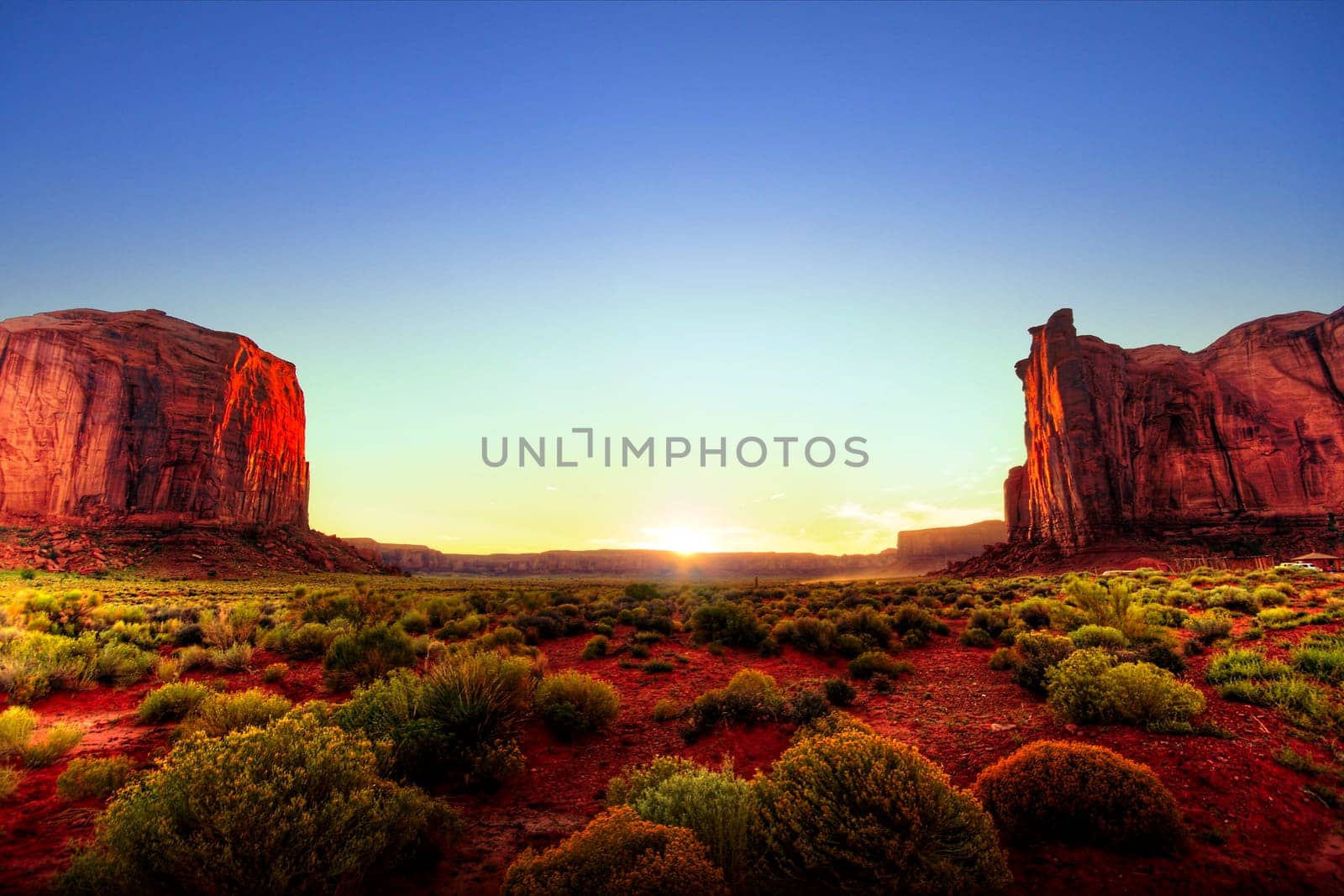 Beautiful Monument Valley landscape at sunset. HDR image