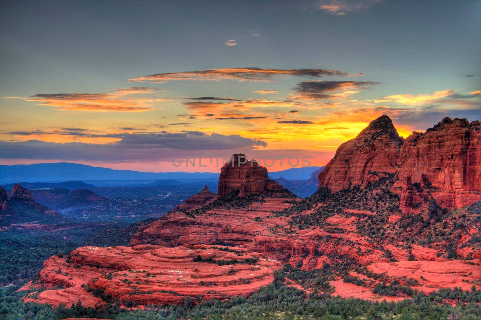 Arizona Red Rocks after sunset. HDR image