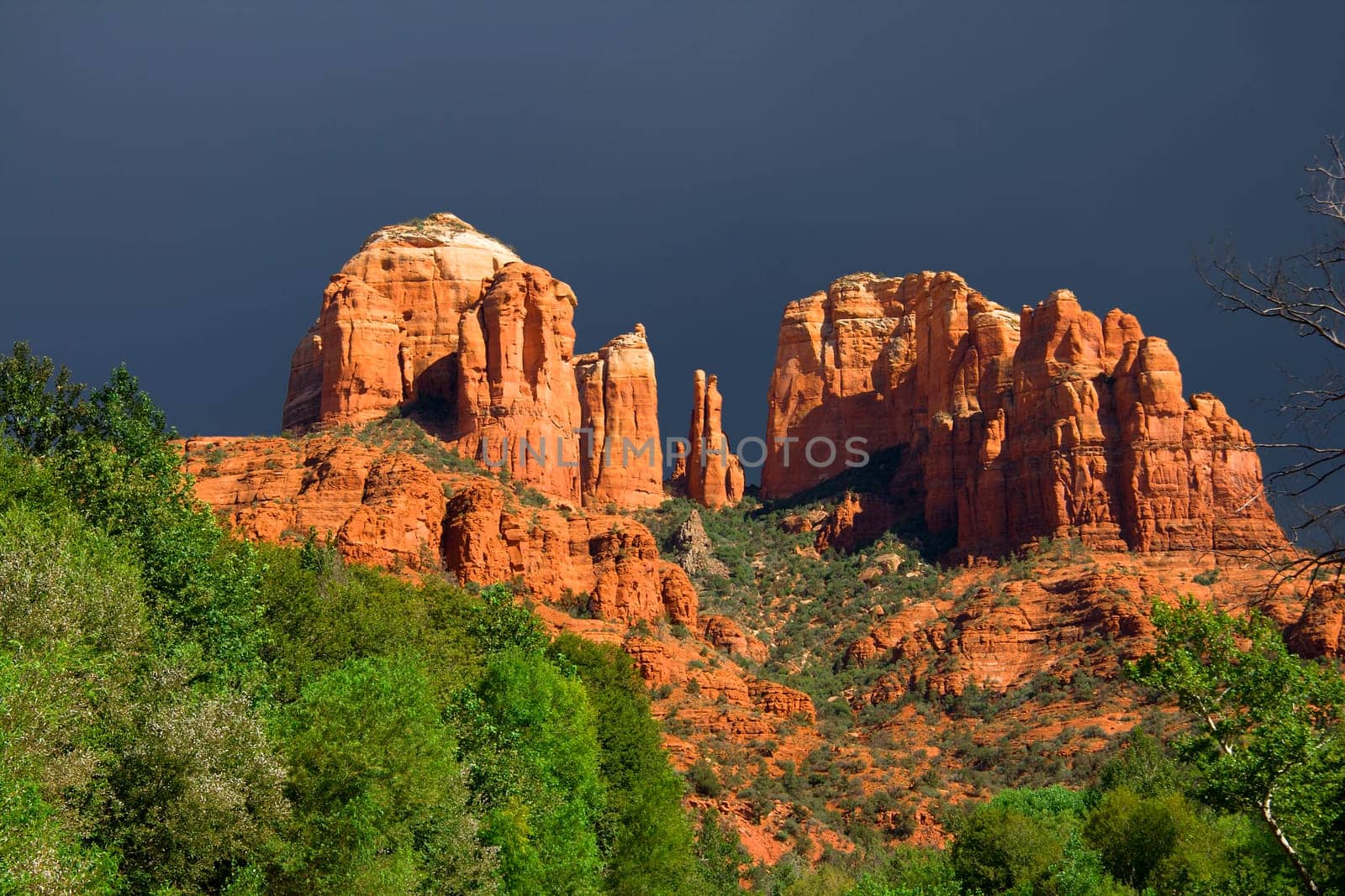 Red Rocks near Sedona, Arizona with stormy skies in the background