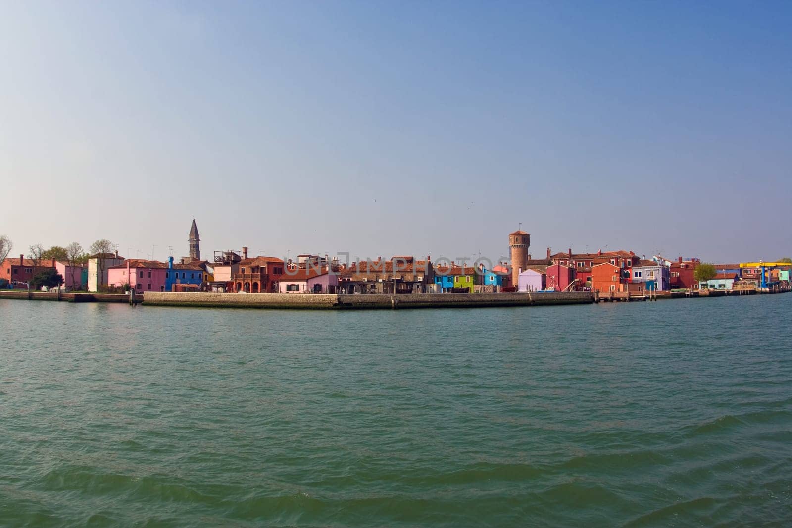 borano from seaside, island of beautiful colored houses of the old fishermans city in the laguna of Venice