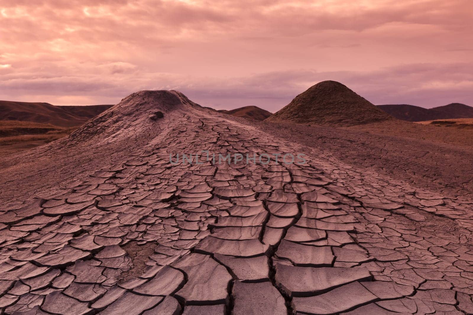 Mud Volcanoes and a sky with clouds