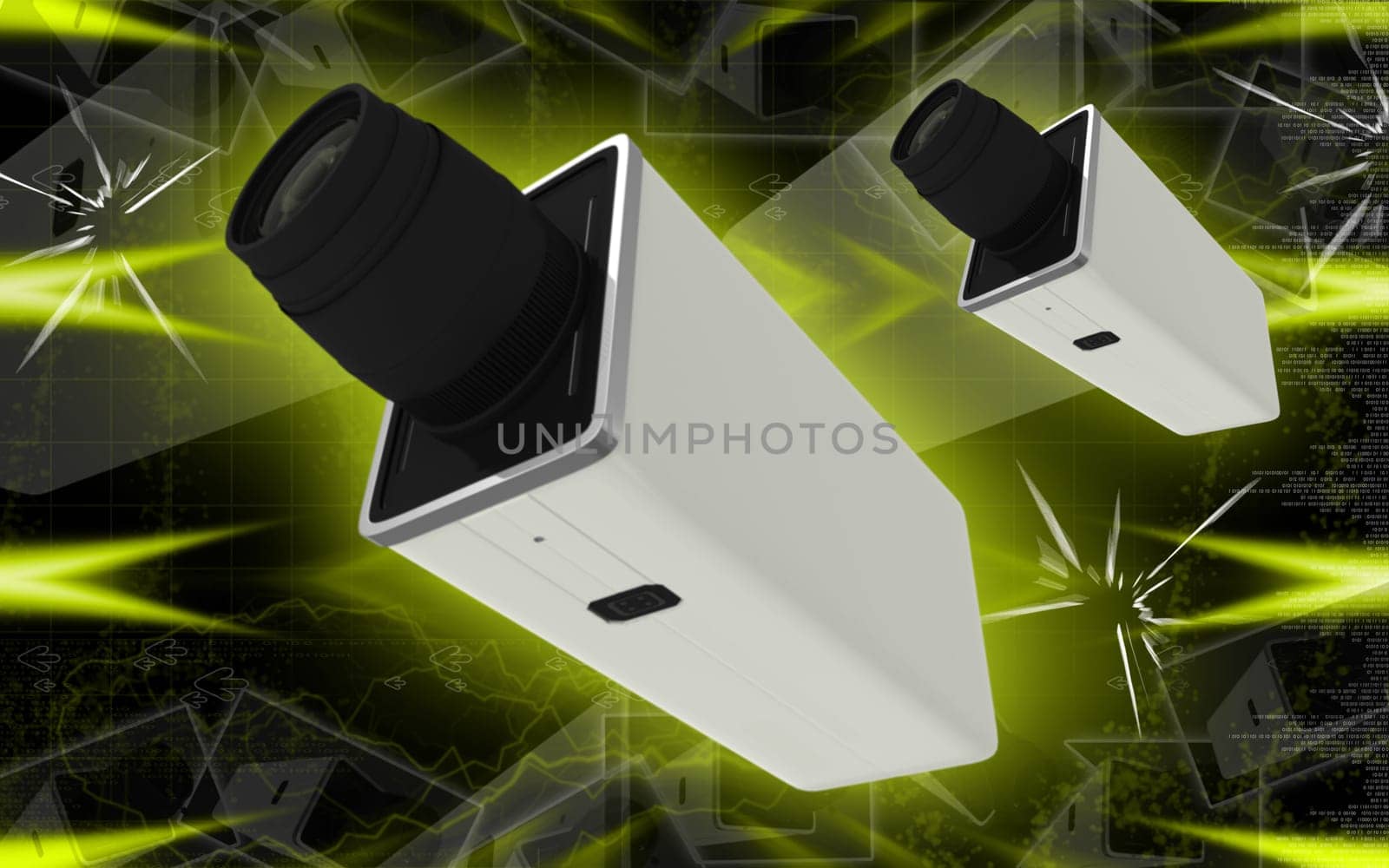 Digital illustration of video camera in colour background