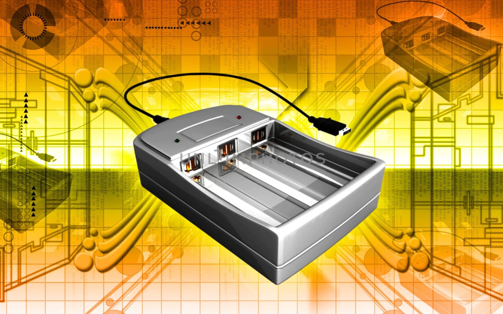 Digital illustration of AAA Charger in colour background