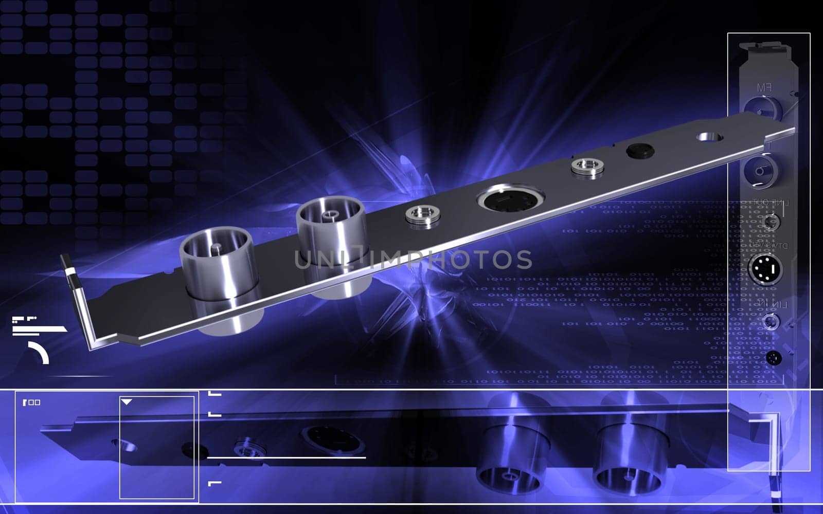 Digital illustration of video capture card in colour background