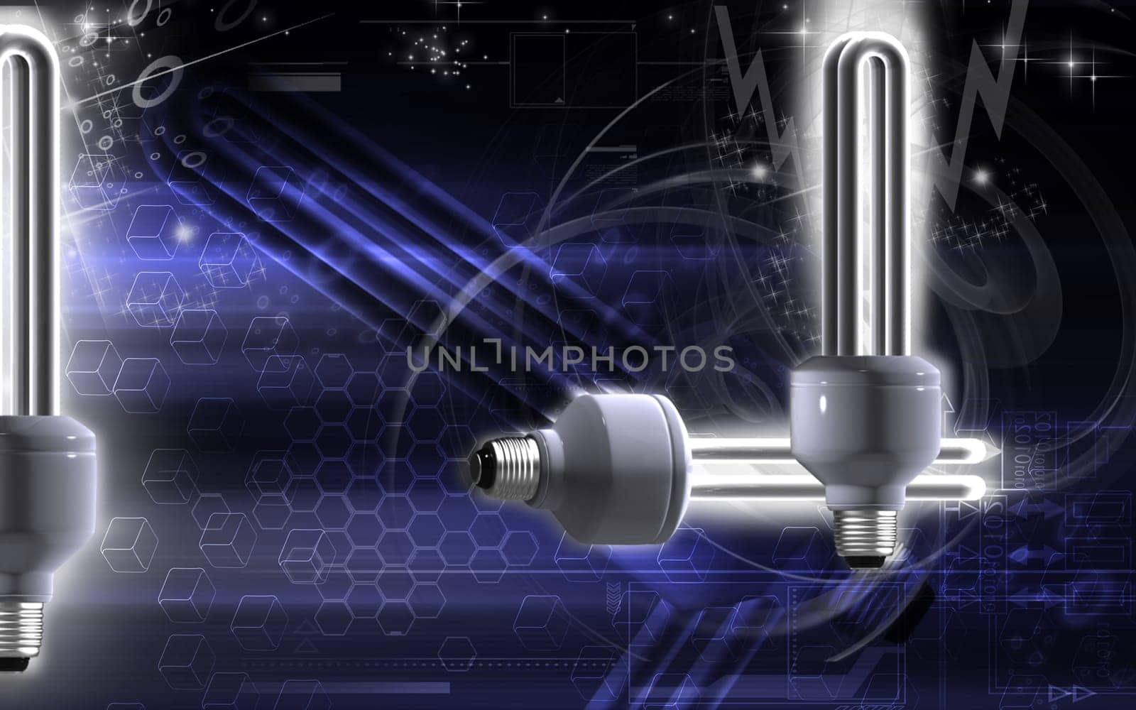 Digital illustration of a CFL light in colour background