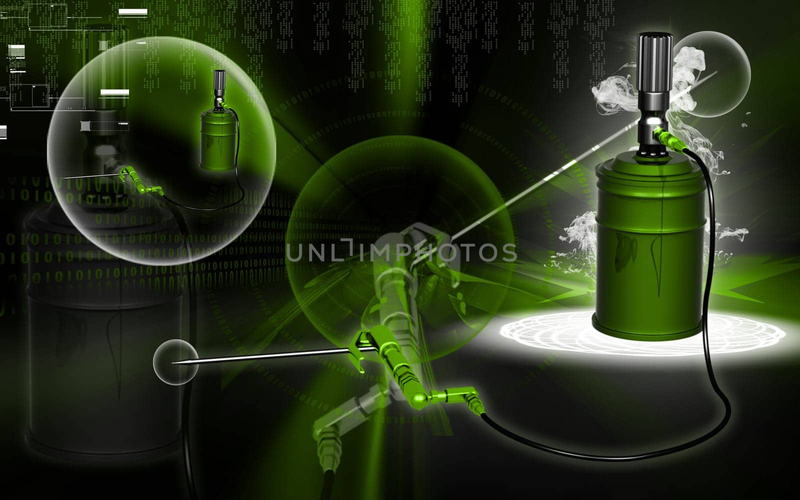 Digital illustration of air grease pump in colour background