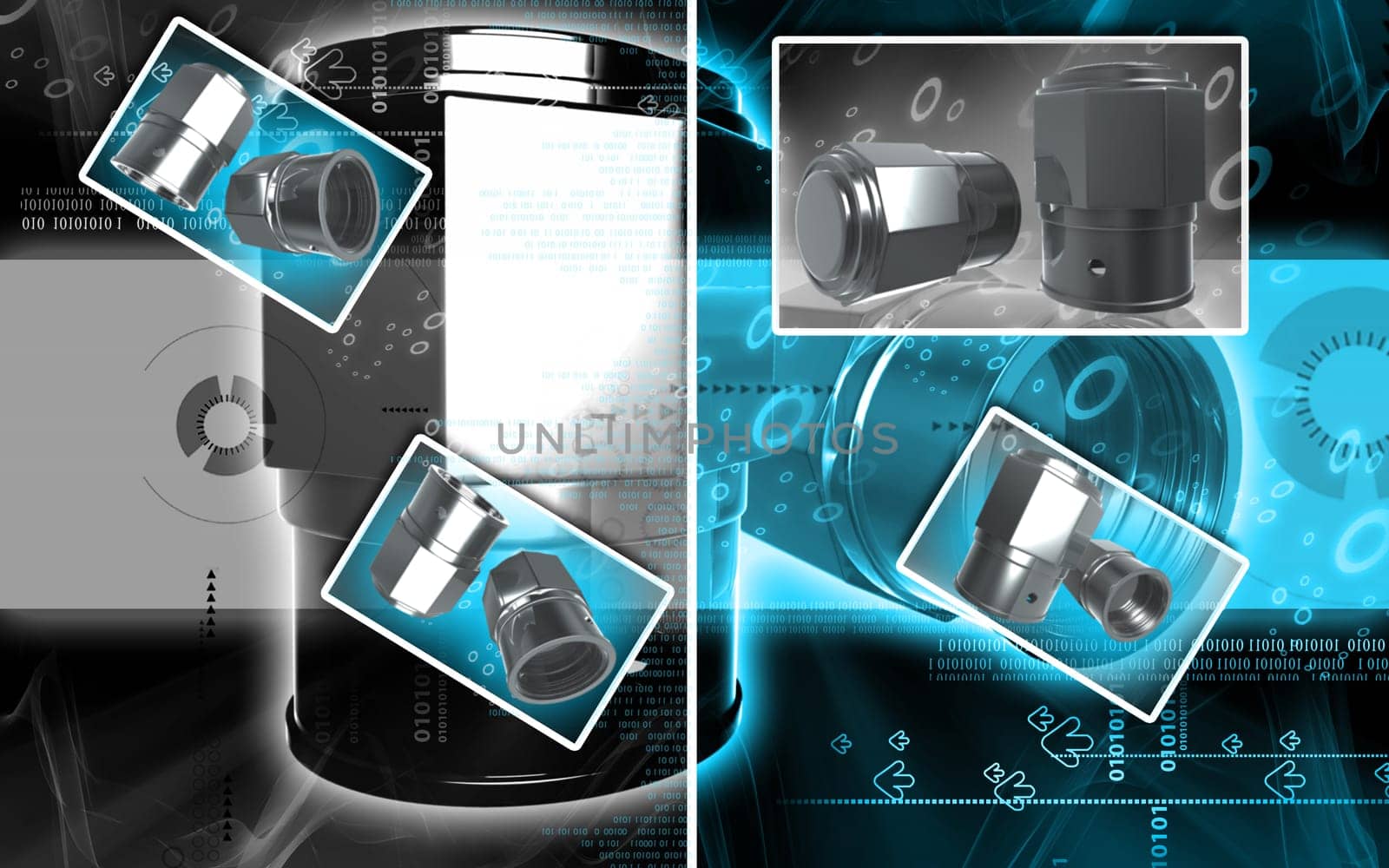 Digital illustration of Valve caps in colour background