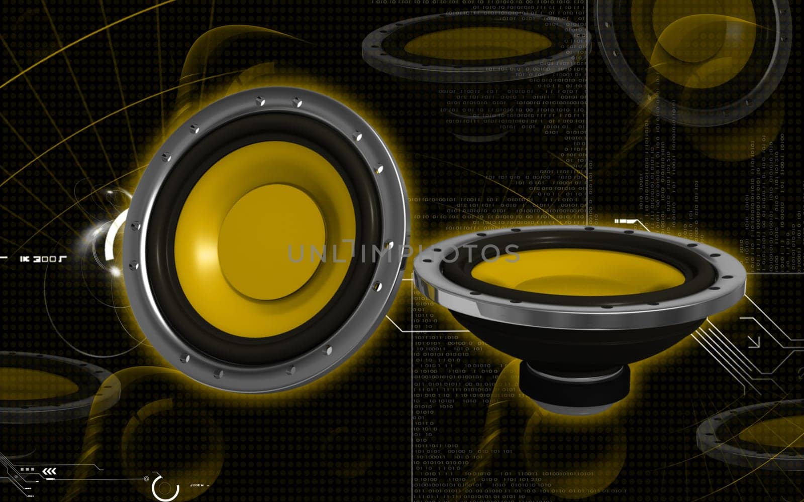 Digital illustration of car stereo in colour background