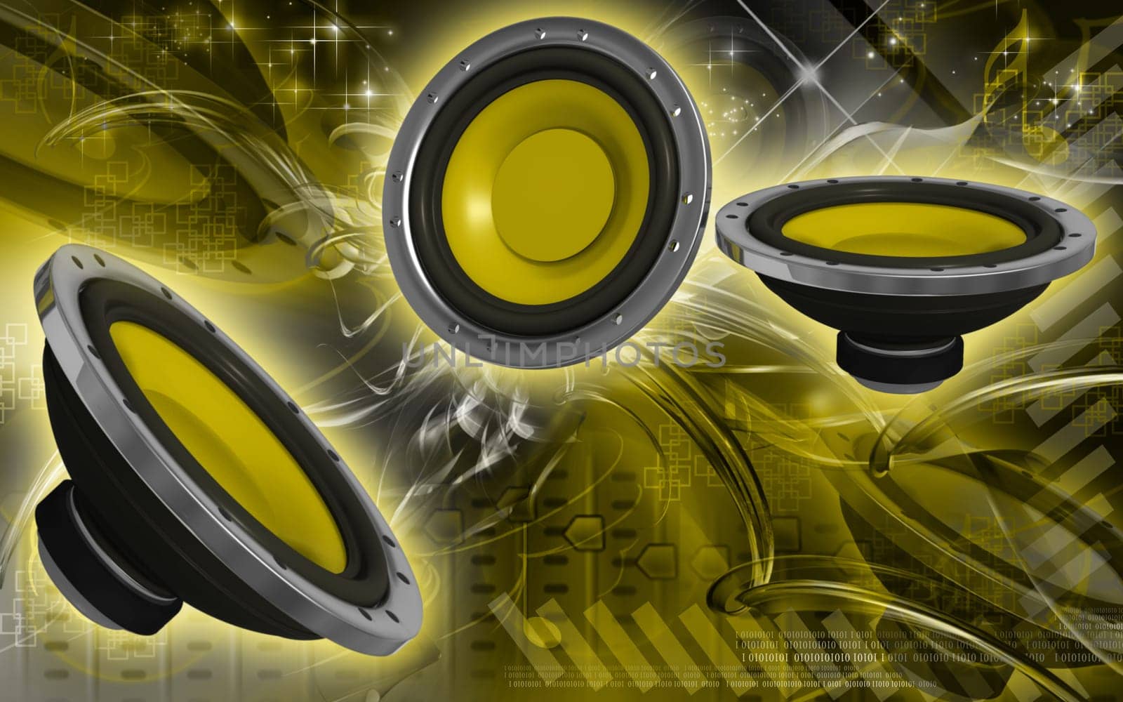 Digital illustration of car stereo in colour background