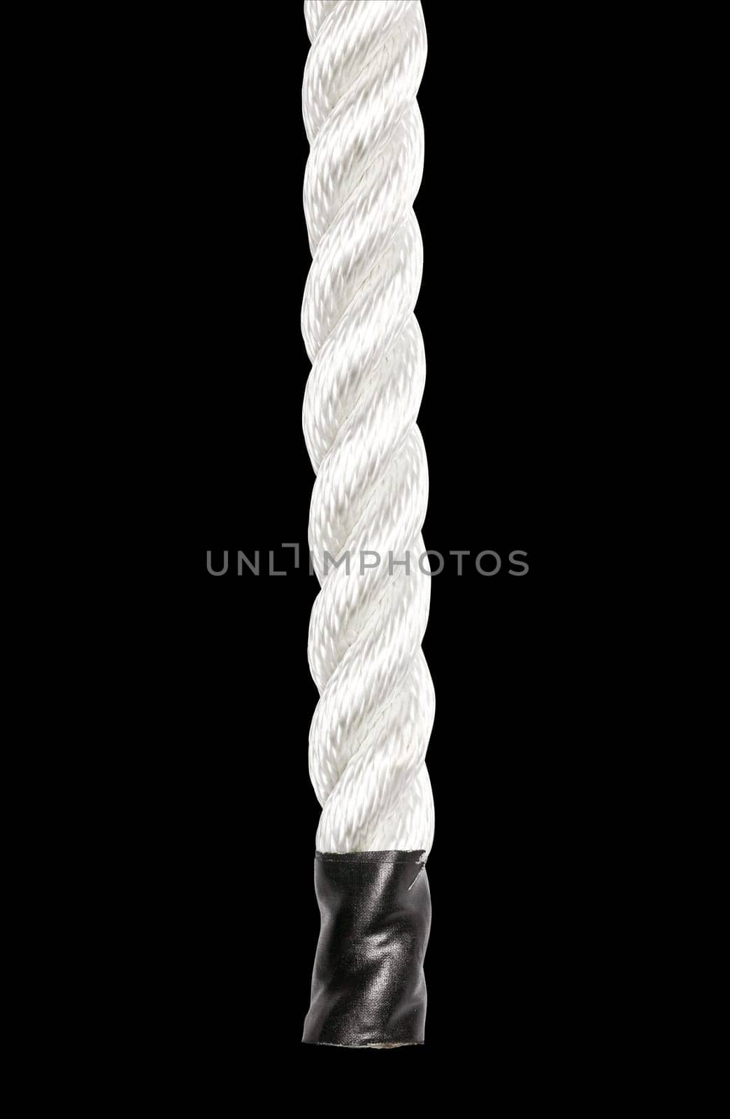 Close-up of a strong nylon rope isolated on white