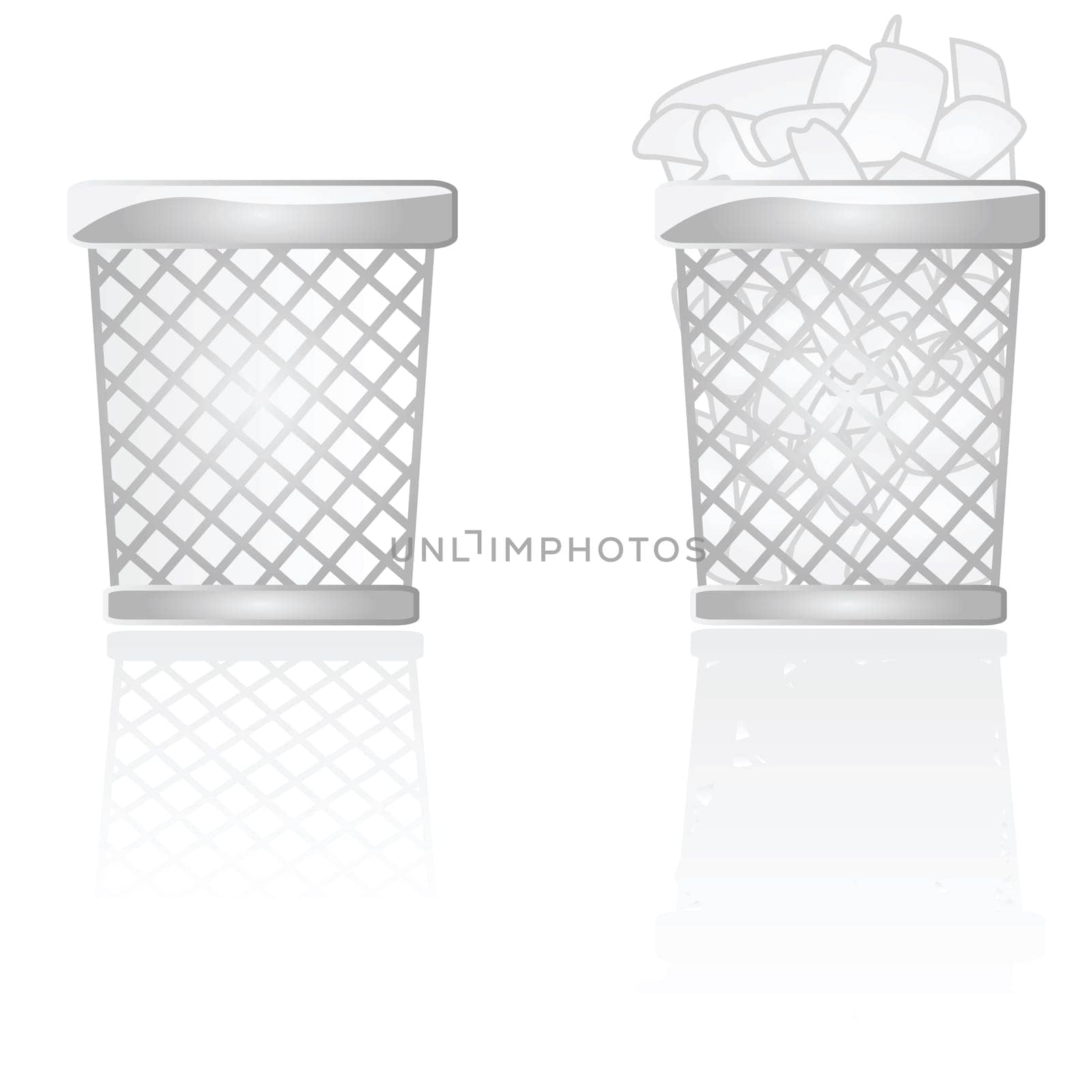 Glossy illustration of an empty and a full garbage can