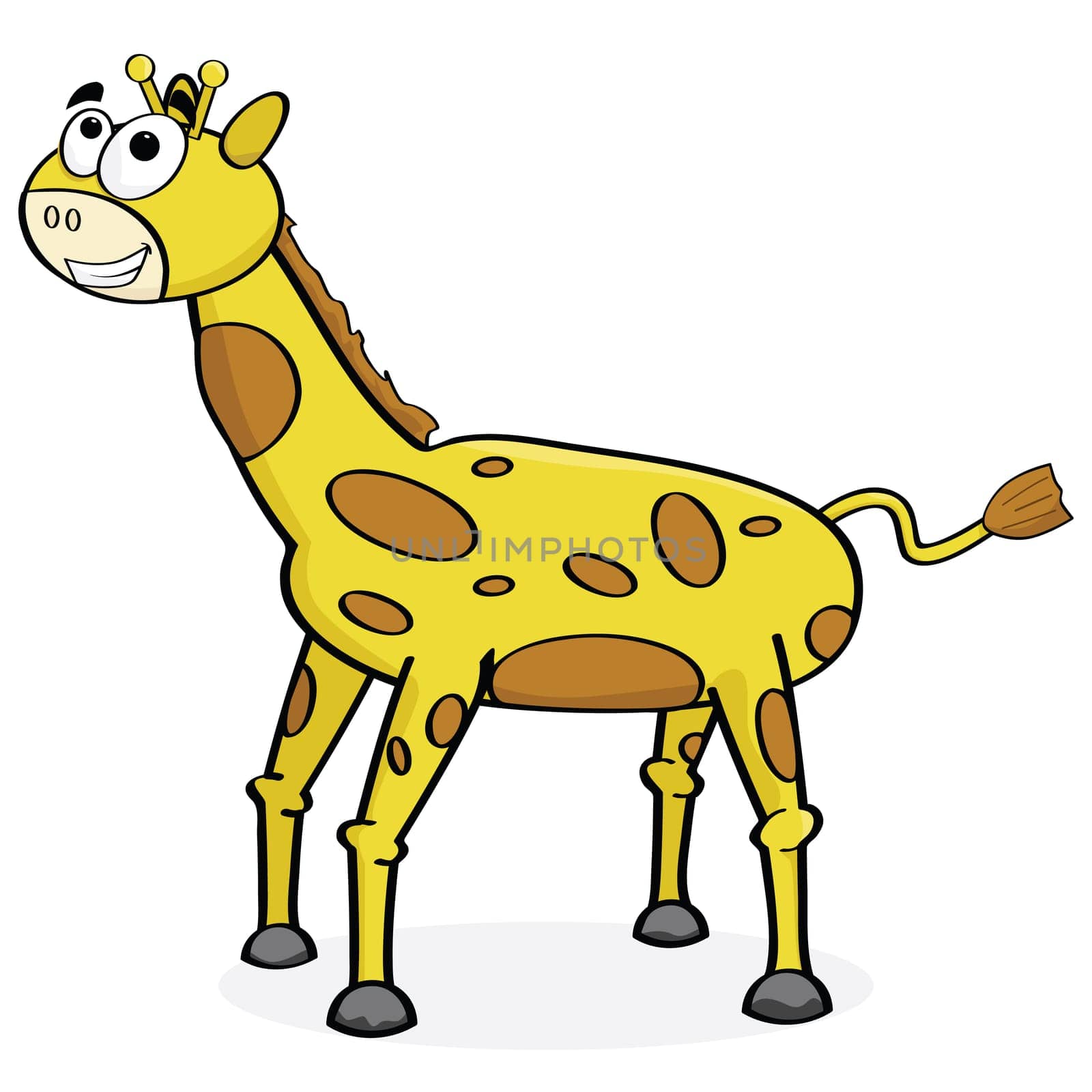 Cartoon illustration of a cute giraffe smiling