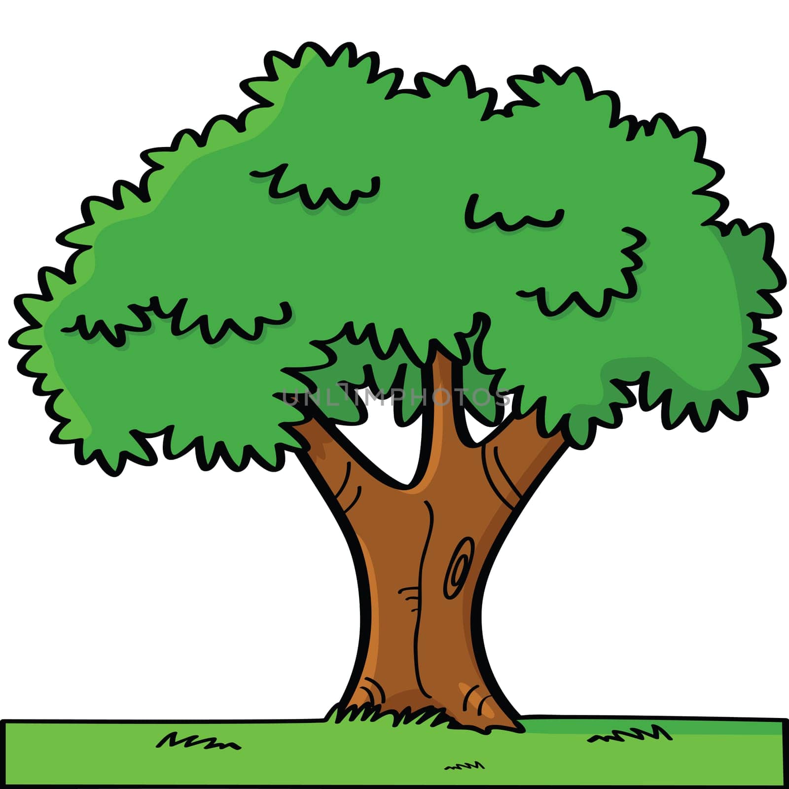 Cartoon illustration of a tree in summer