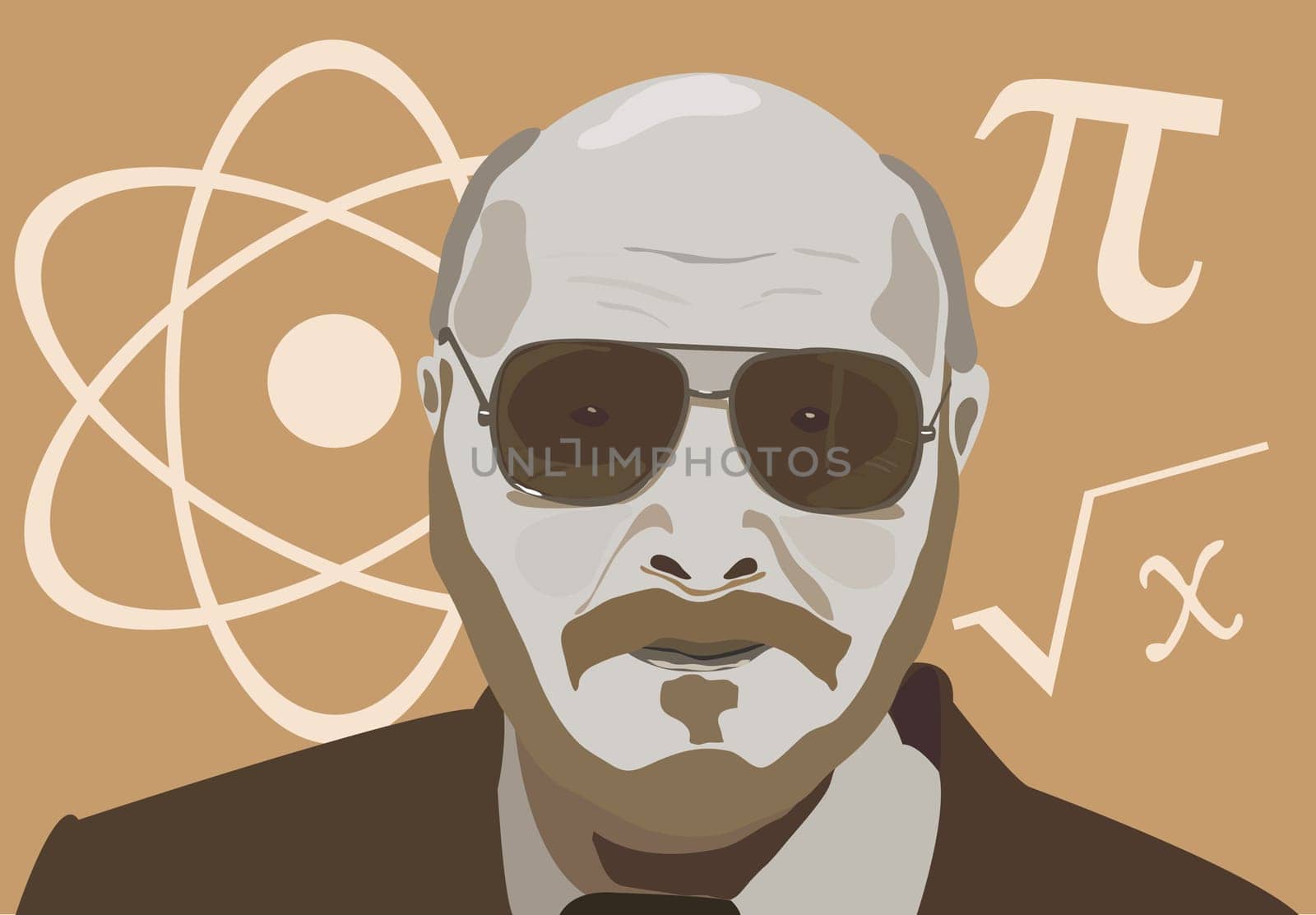 vector illustration of the physics teacher man