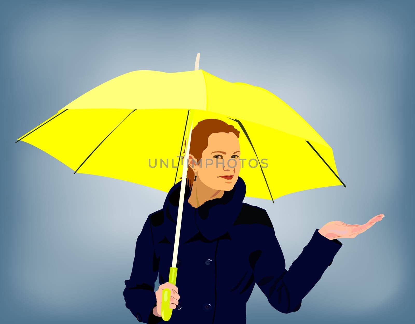 young woman in a rainy day holding ubrella