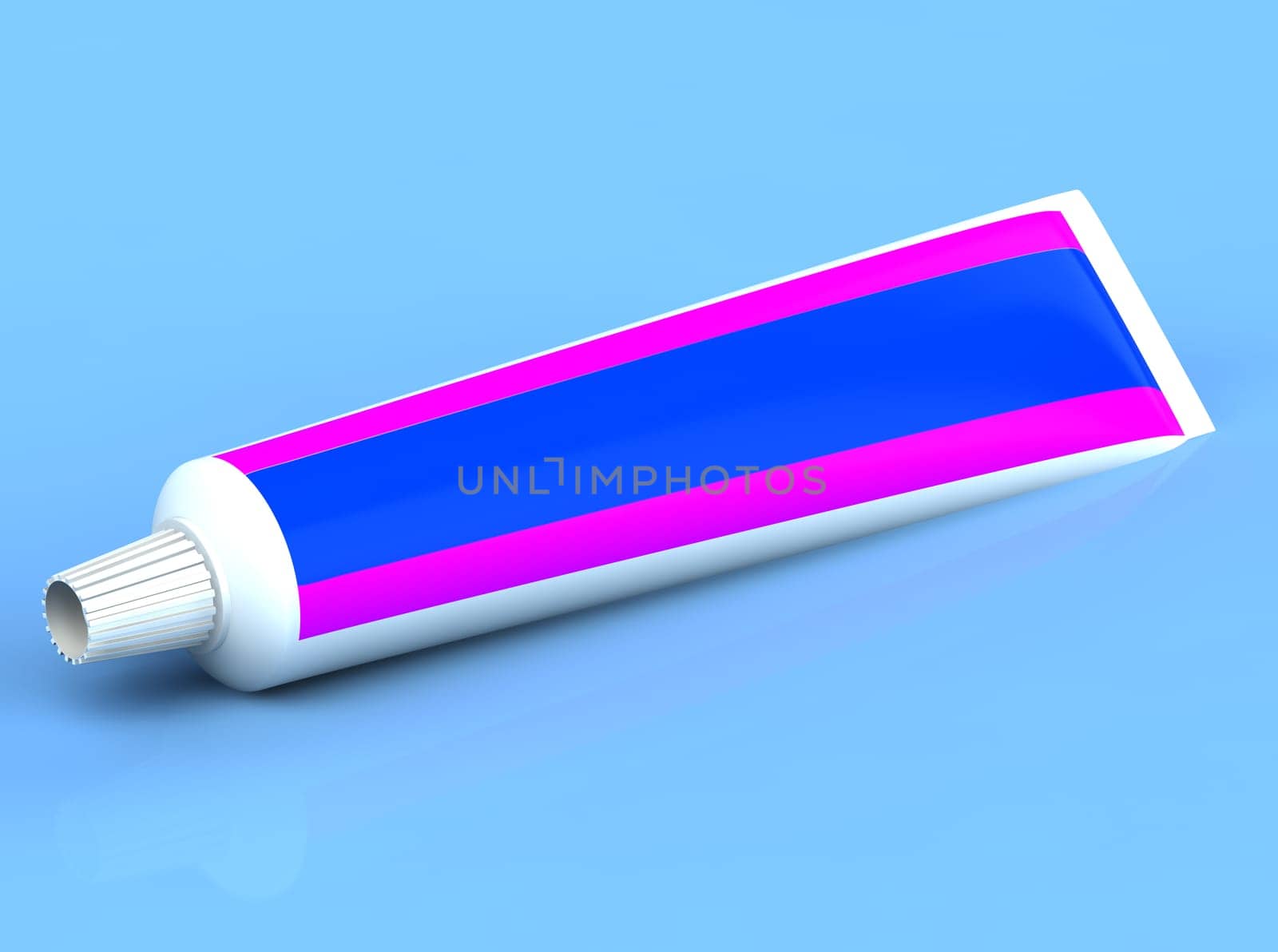 3d rendered toothpase on the blue background