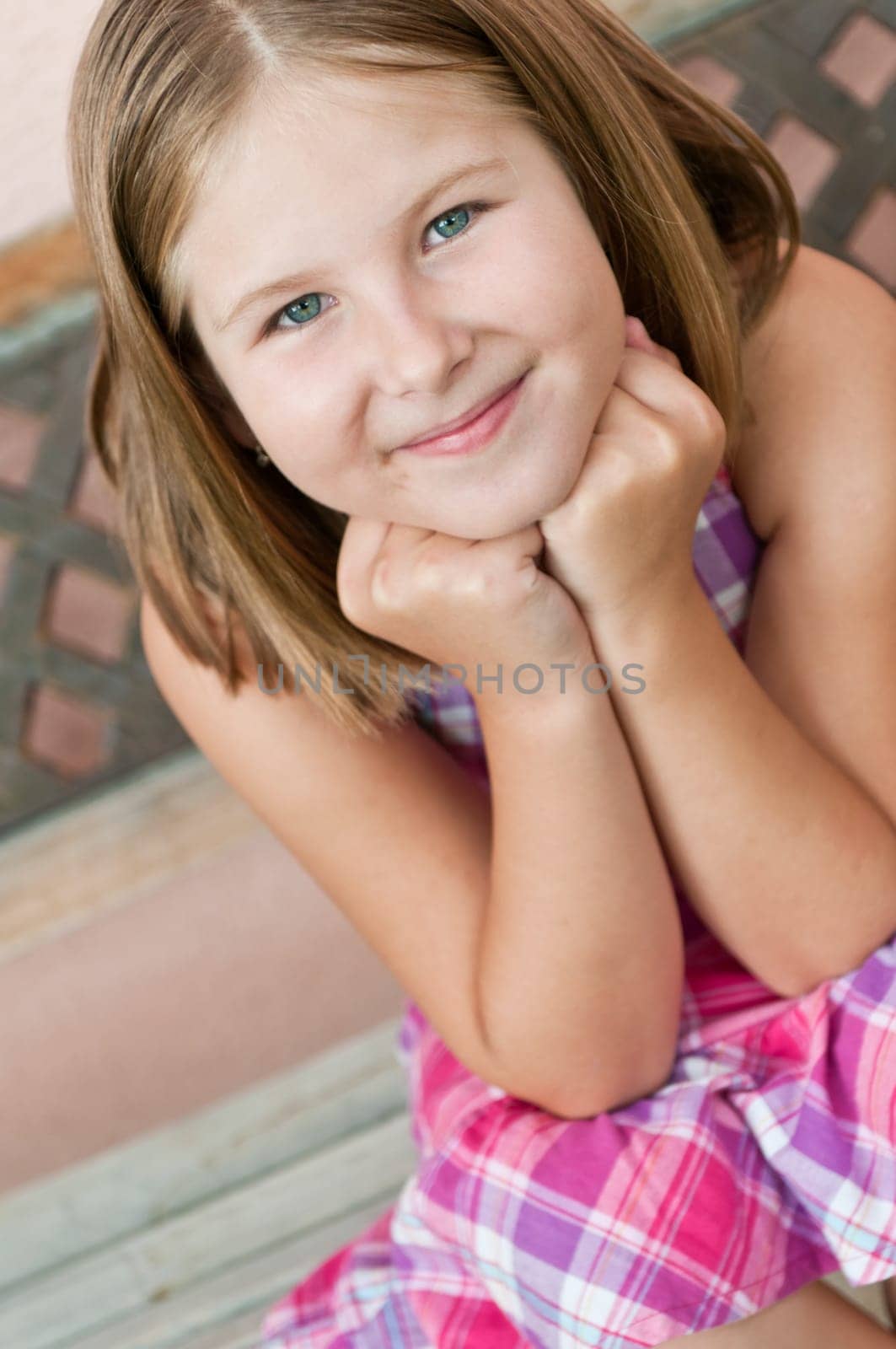 Outdoors portrait of small cute child -natural expression
