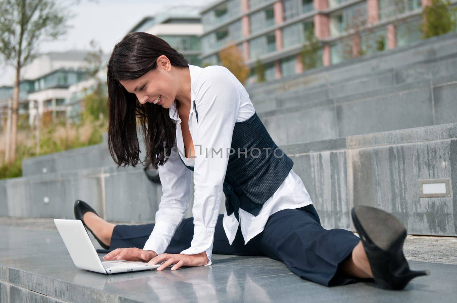 Flexible business - woman with netbook