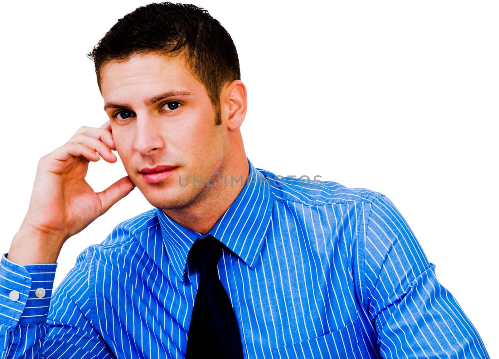 Handsome businessman posing isolated over white