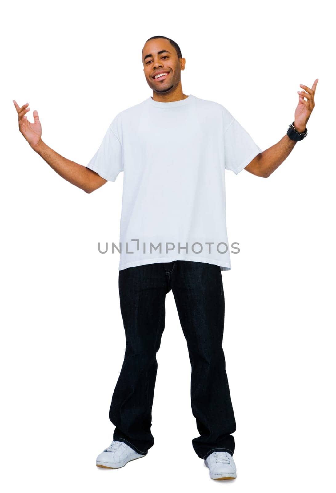 Smiling young man posing isolated over white
