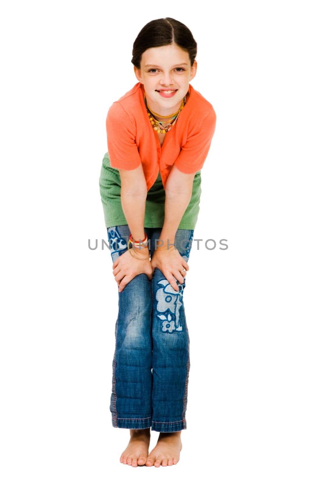Cute girl smiling and posing isolated over white