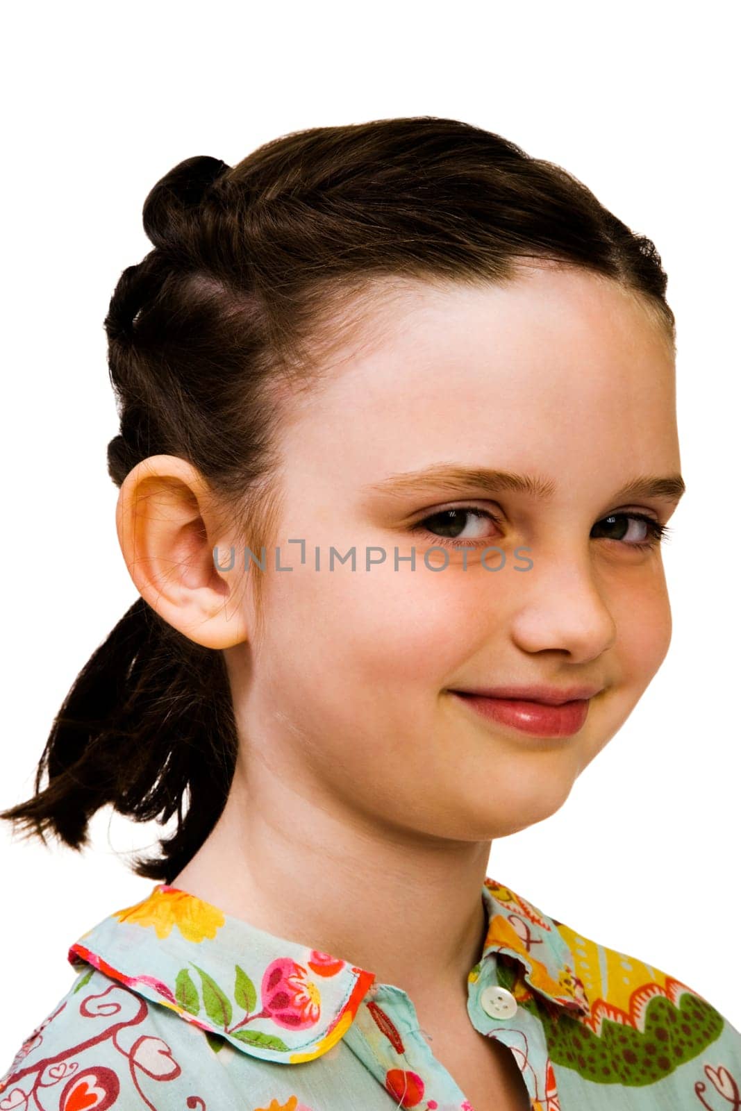 Portrait of a girl smiling and posing isolated over white