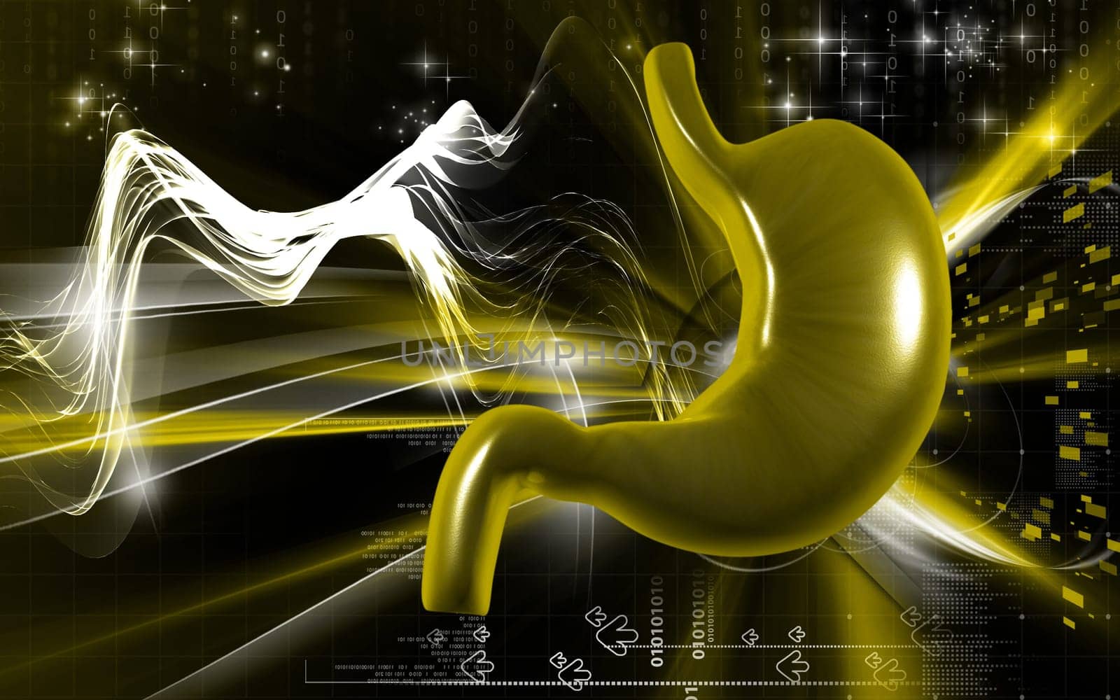 Digital illustration of stomach in colour background