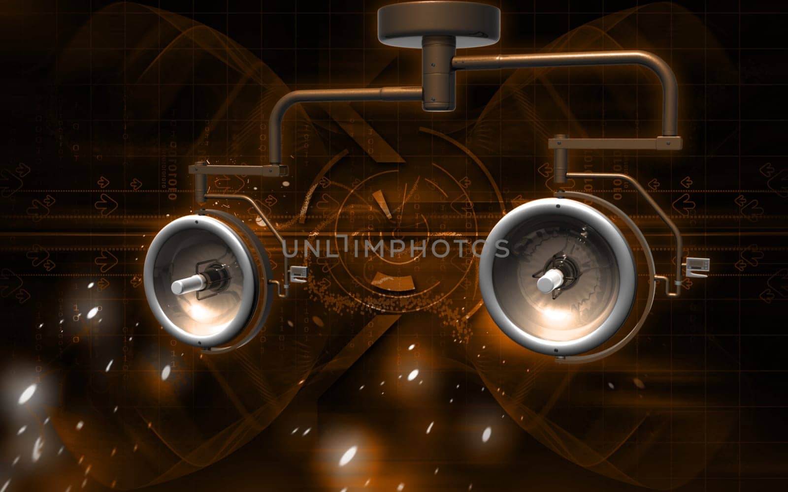 Digital illustration of shadow less lamp in colour background