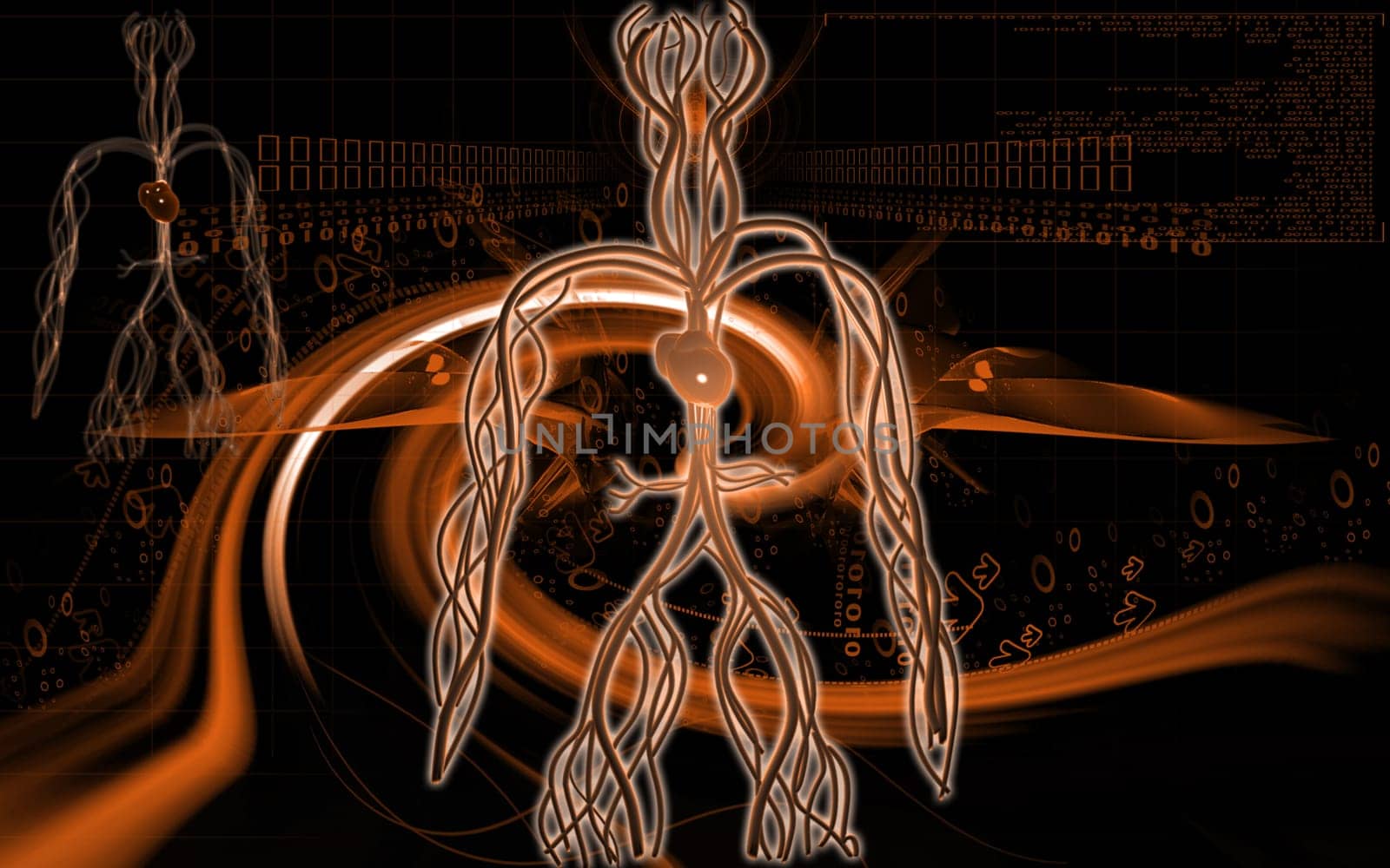 Digital illustration of vascular system in colour background