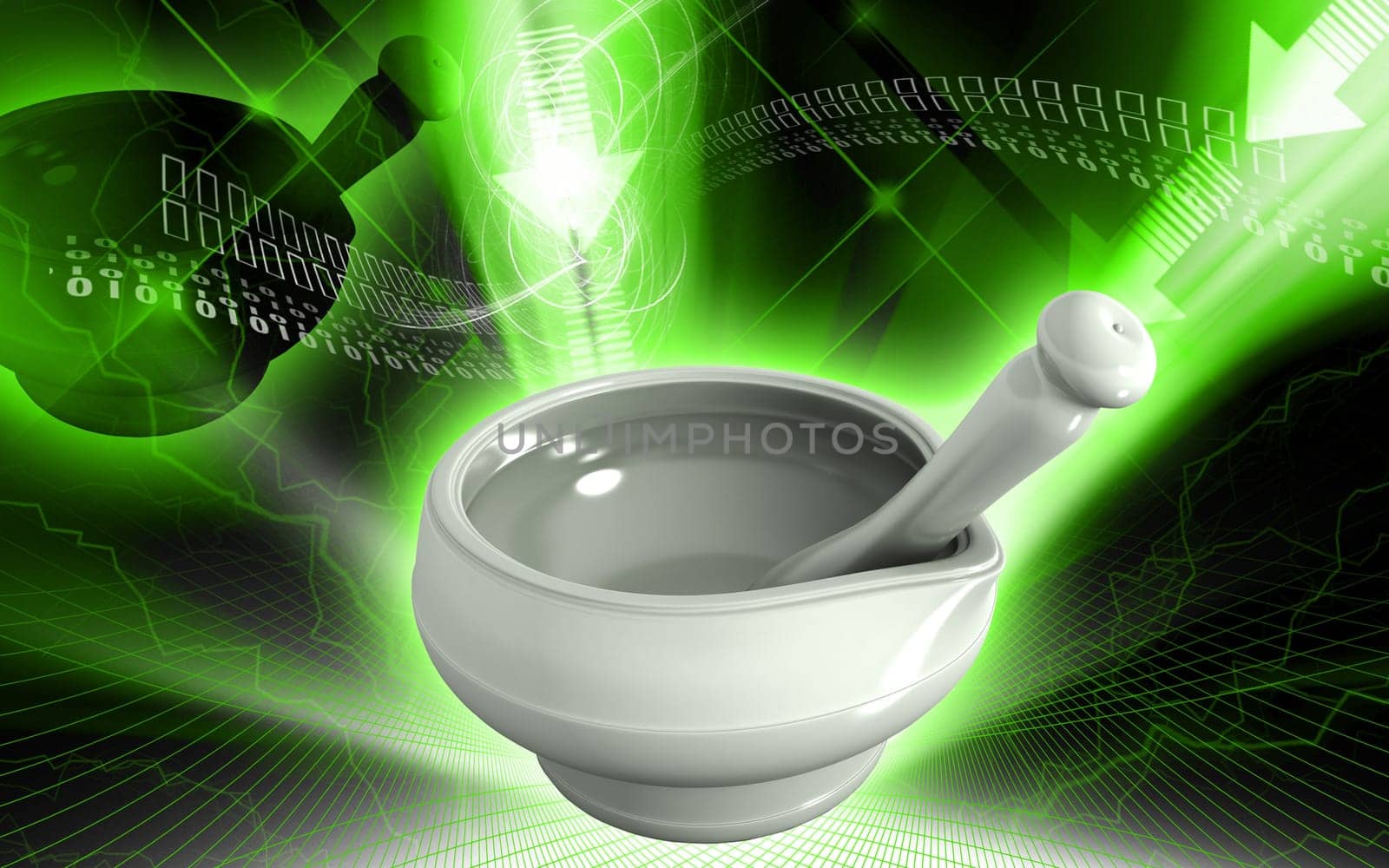 Digital illustration of ayurvedic medicine in making