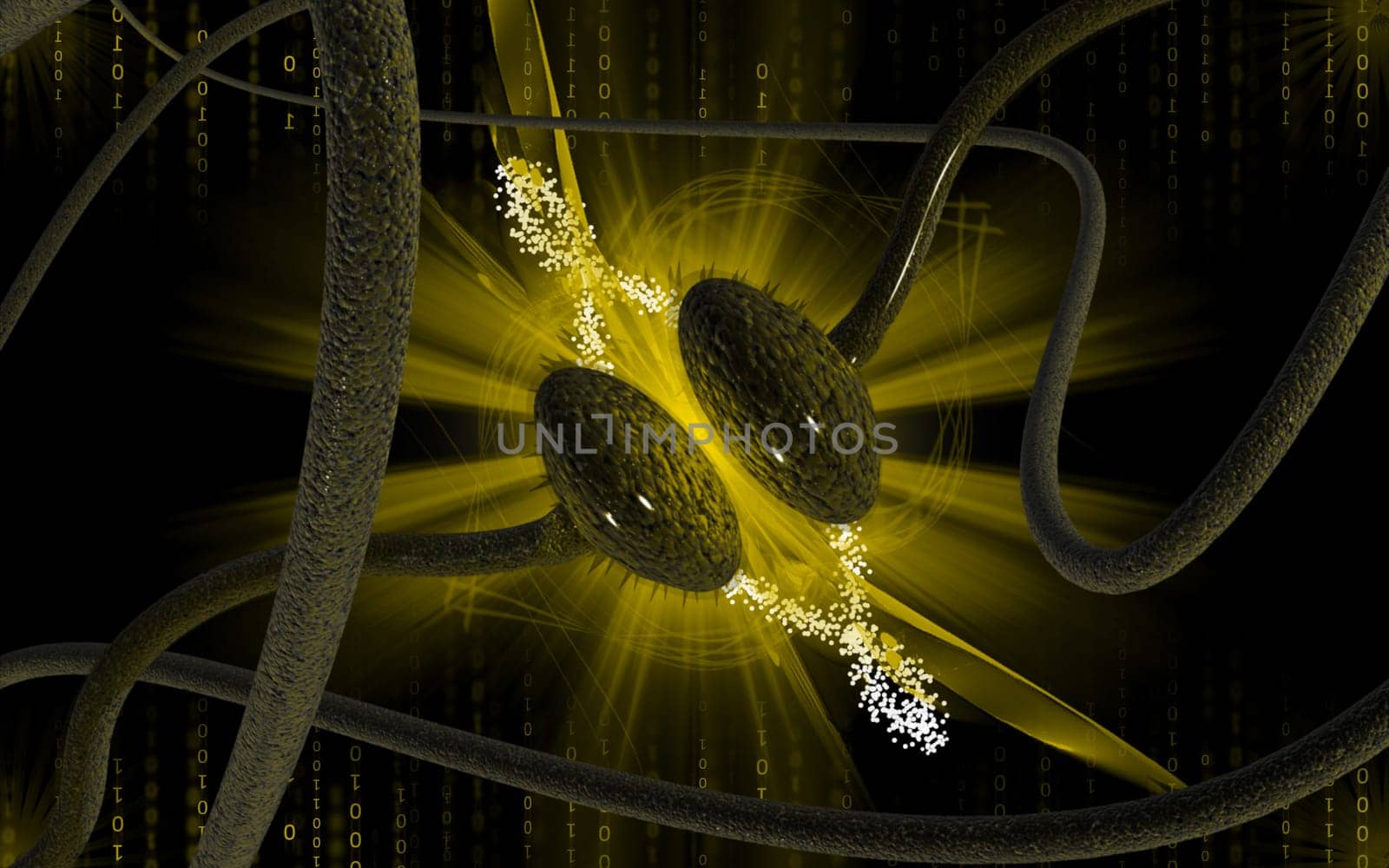 Digital illustration of synapse in colour background