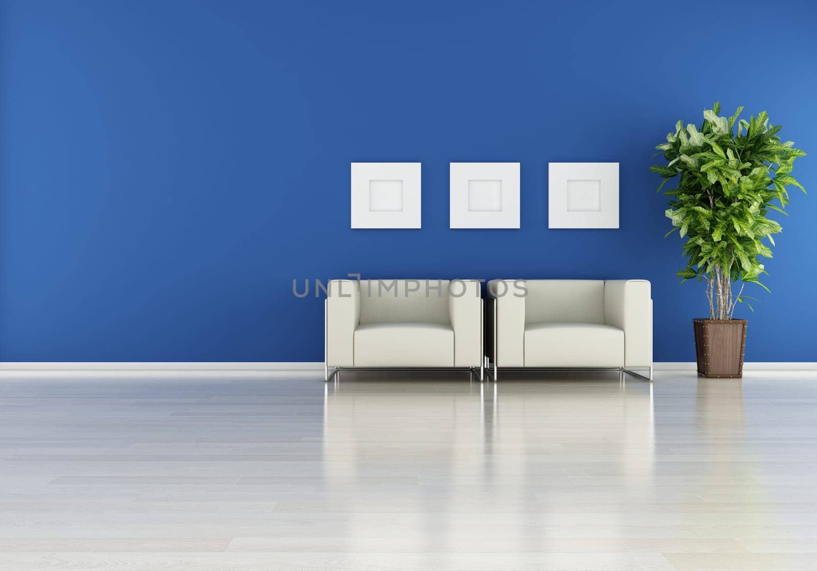 modern interior (3D render) -  Elegance in Blue