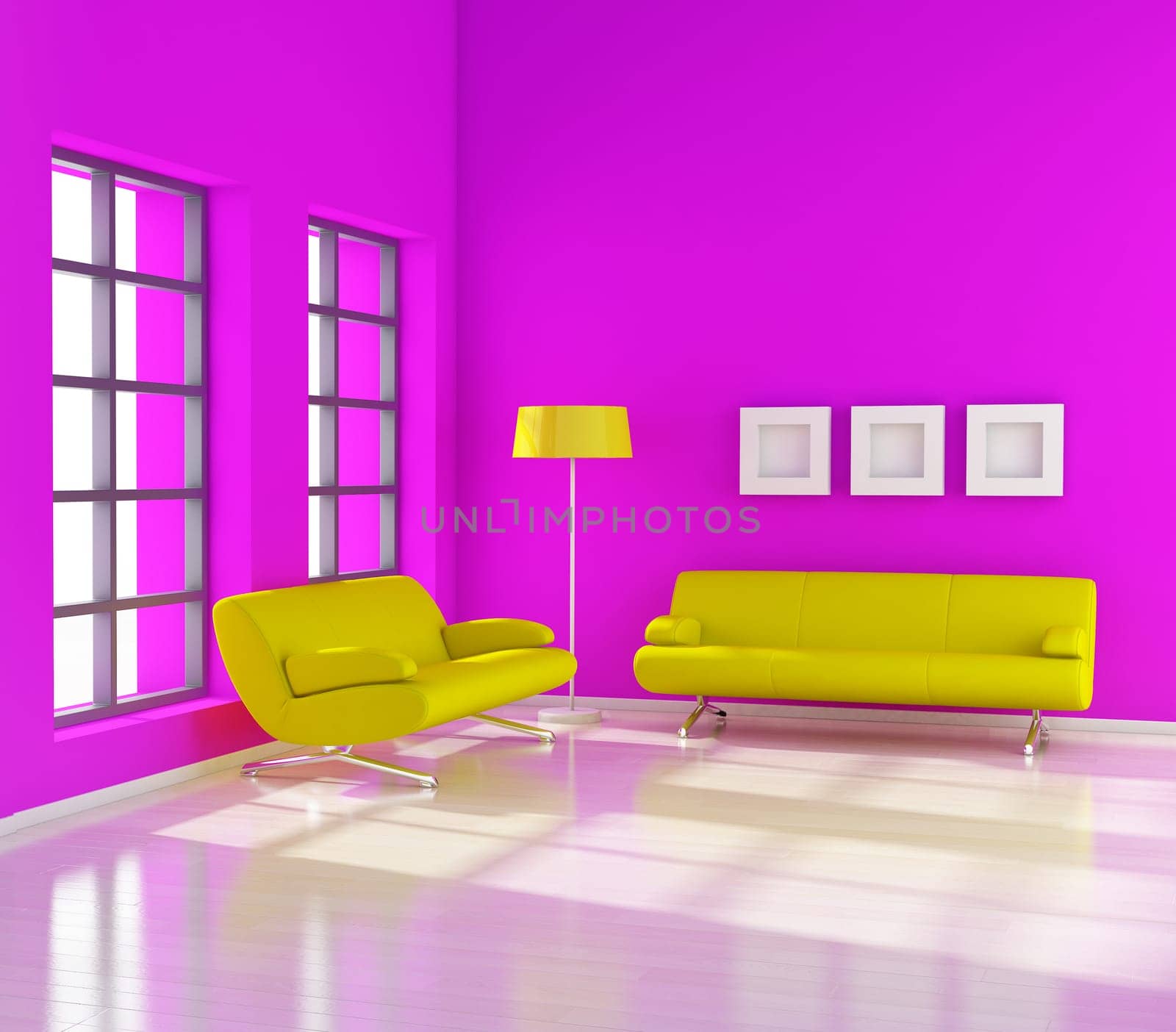modern interior (3D render) -  Living Room