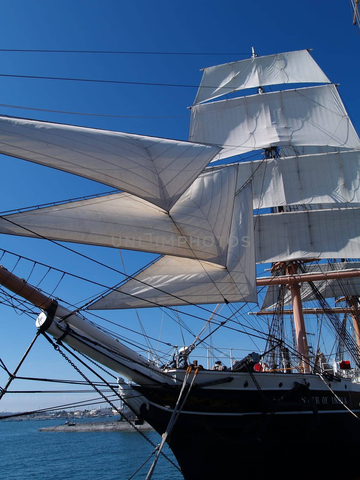 This is the majestic “Star of India” that is moored at the “Maritime Museum” in San Diego, California.