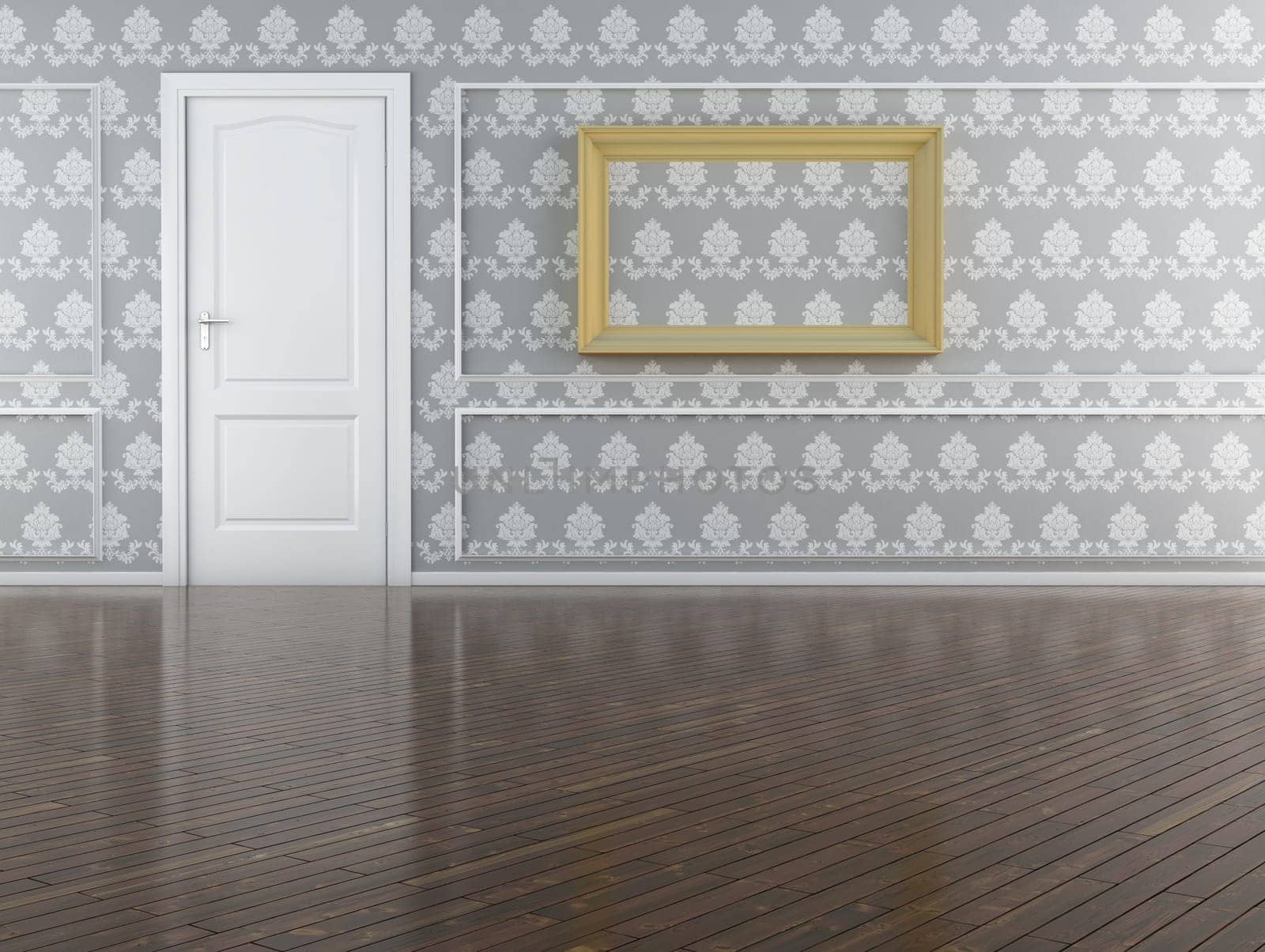 Classic interior (3D render) -  Empty Room