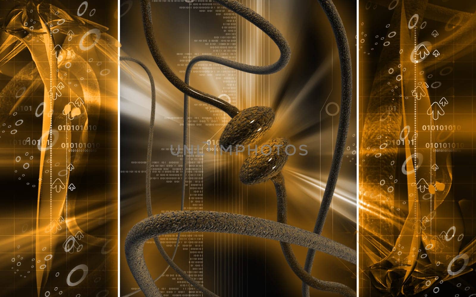 Digital illustration of synapse in colour background