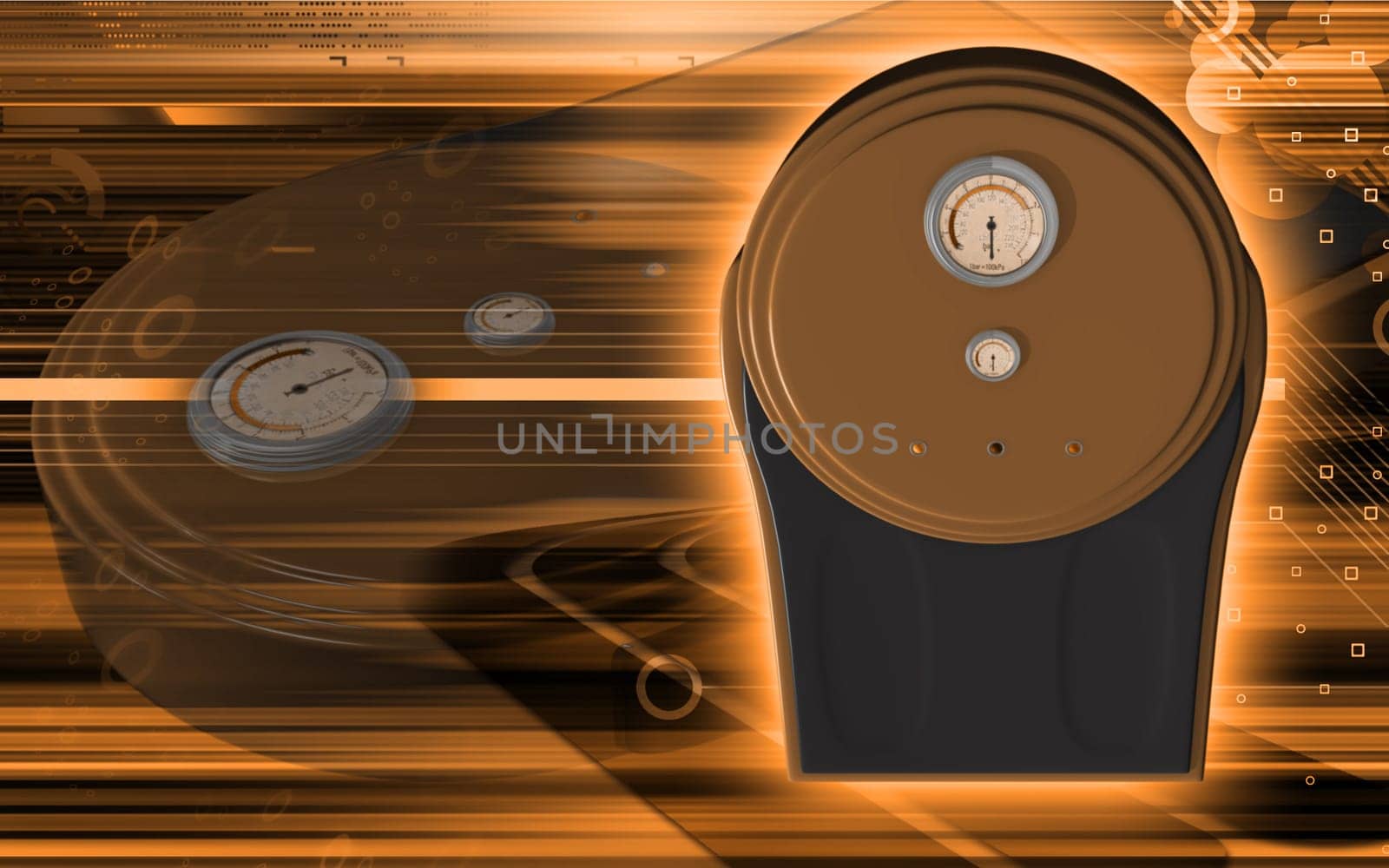 Digital illustration of weigh machine in colour background