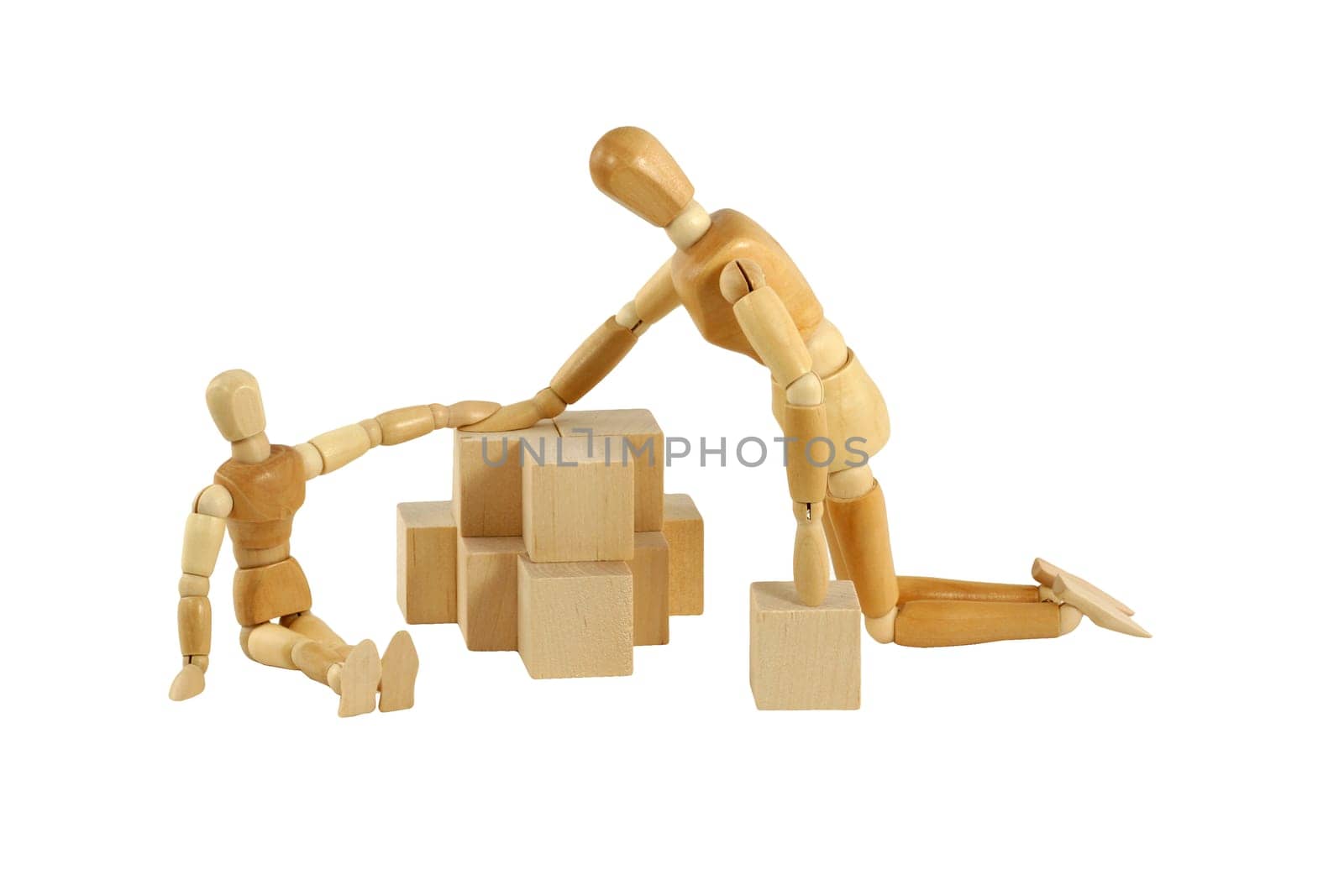 Father and son playing with blocks