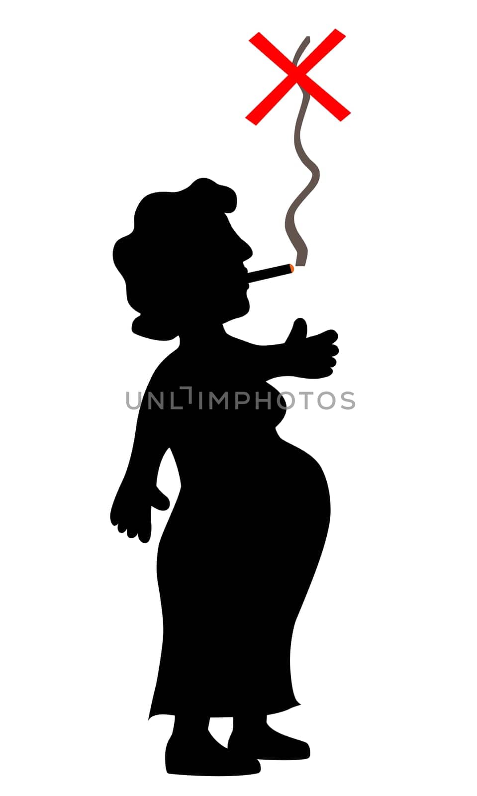 A pregnant woman is smoking a cigarette.